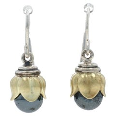 Pendientes colgantes de hematites Lagos -Plata de ley 925 Oro amarillo 18k Abalorio perforado
