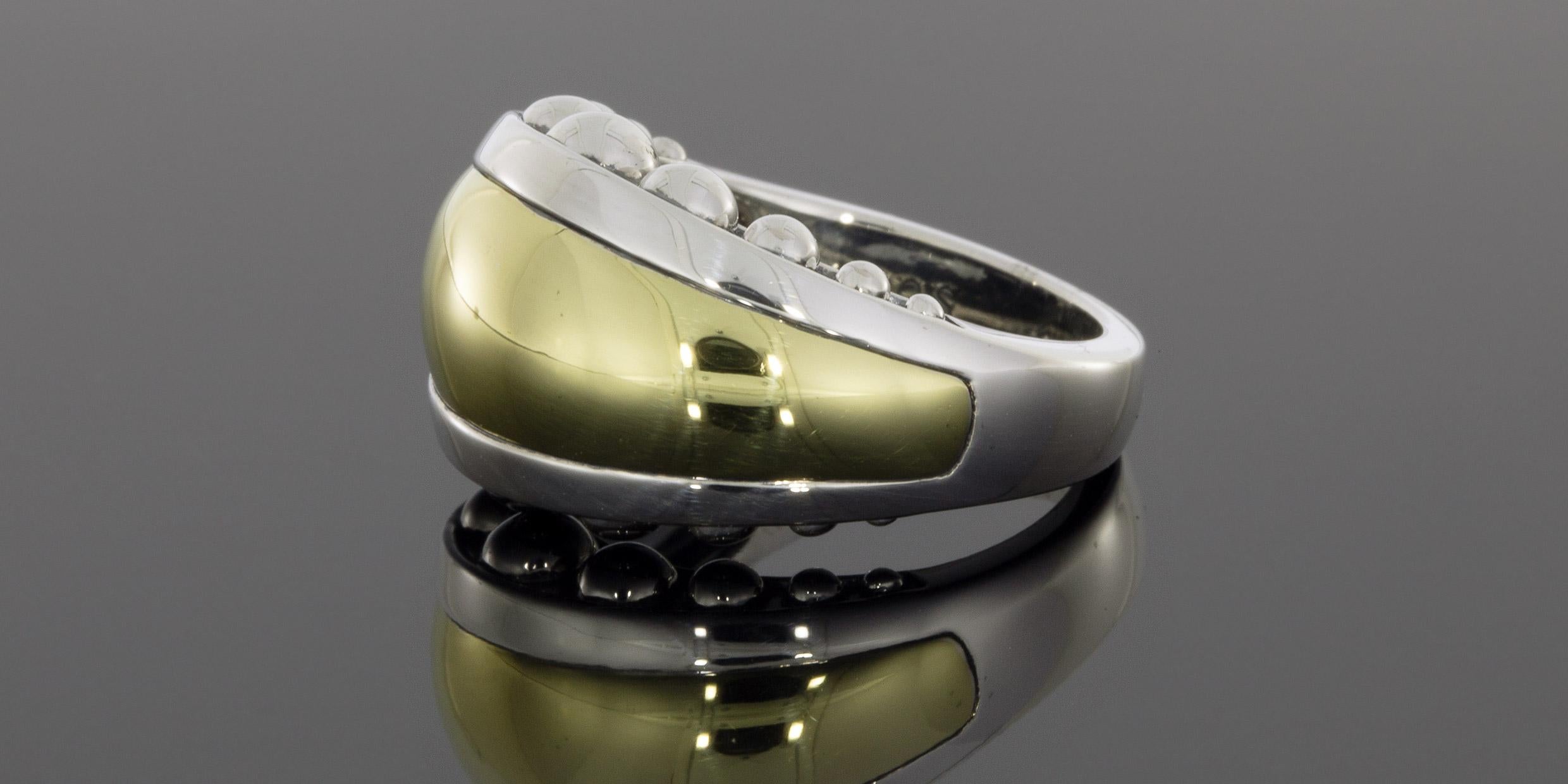 Lagos High Bar Gold and Silver Band Ring In Excellent Condition For Sale In Columbia, MO