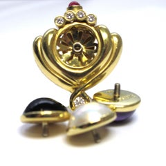 Lagos, 18kt Yellow Gold Interchangeable Gemstone and Diamond Earrings