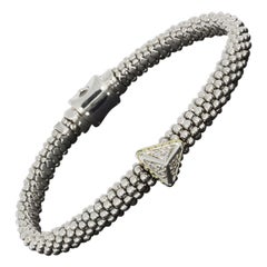 Lagos KSL Silver & Gold 0.13 Carat 1 Diamond Pyramid Caviar Bracelet