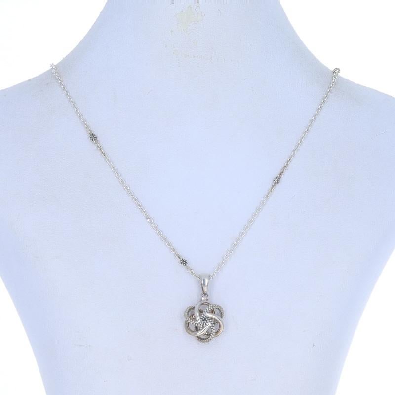 Retail Price: $275

Brand: Lagos
Collection: Love Knot

Metal Content: Sterling Silver

Chain Style: Cable
Necklace Style: Chain Station
Fastening Type: Lobster Claw Clasp
Theme: Floral, Love

Measurements

Item 1: Pendant
Tall (from stationary