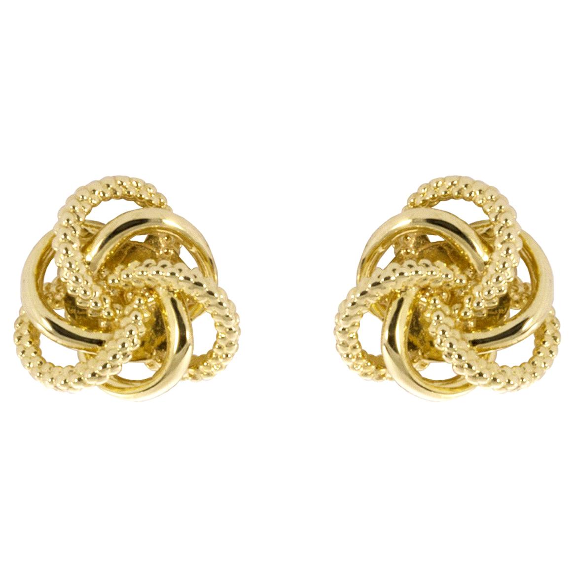 Lagos Love Knot Yellow Gold Studded Earrings