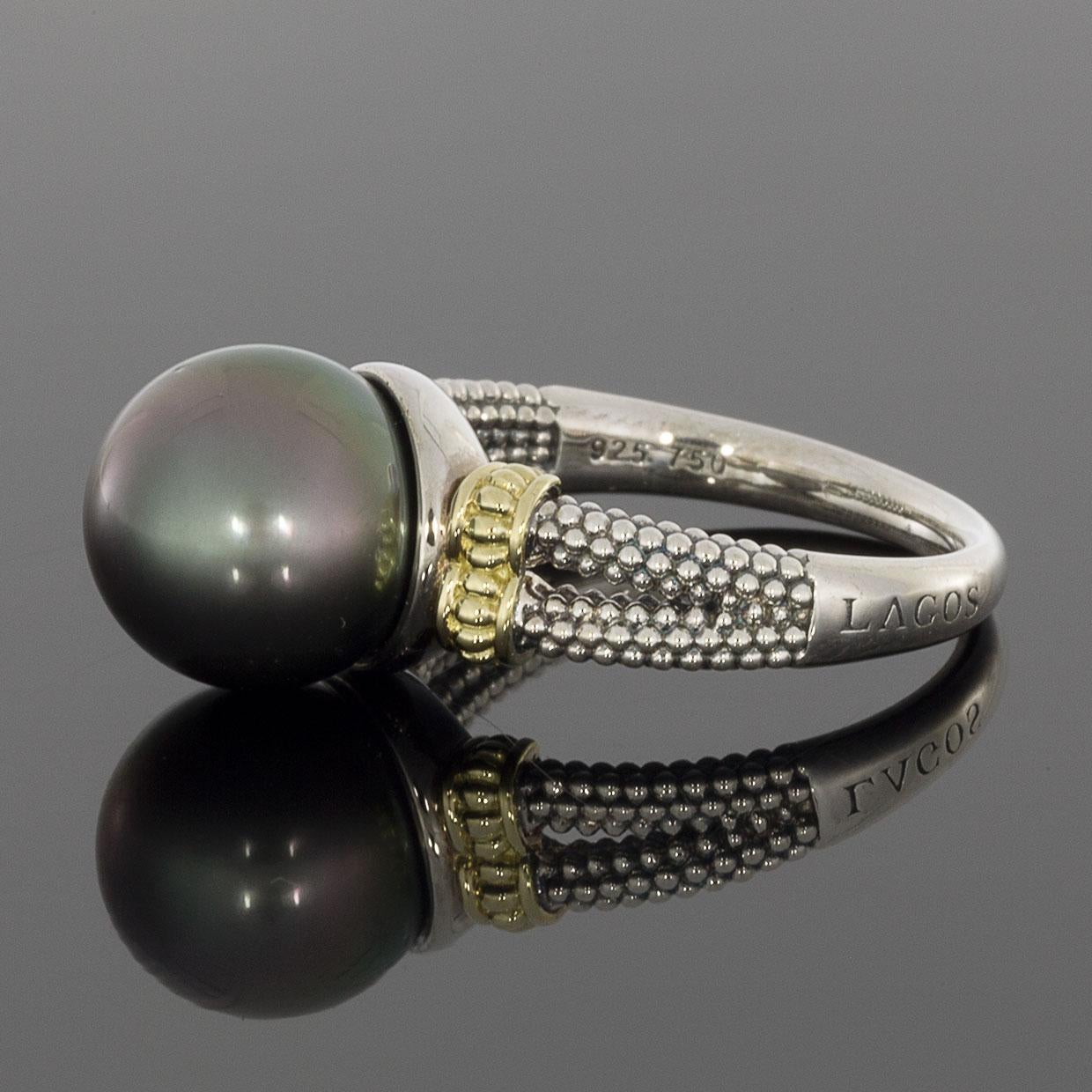 Item Details 
Main Stone Shape Tahitian
Main Stone Treatment Not Enhanced
Main Stone Creation Cultured
Main Stone Pearl
Estimated Retail $595.00
Brand Lagos
Collection Luna
Metal Mixed Metals
Style Solitaire
Ring Size 7.00
Sizable Yes
Pearl Type