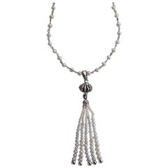 Lagos Luna Sterling Silver Fresh Water Pearl Tassel Drop Pendant Necklace