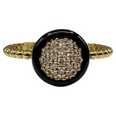 Lagos Meridian 18K Gold Diamond Black Ceramic Ring 0.23ct Size 7