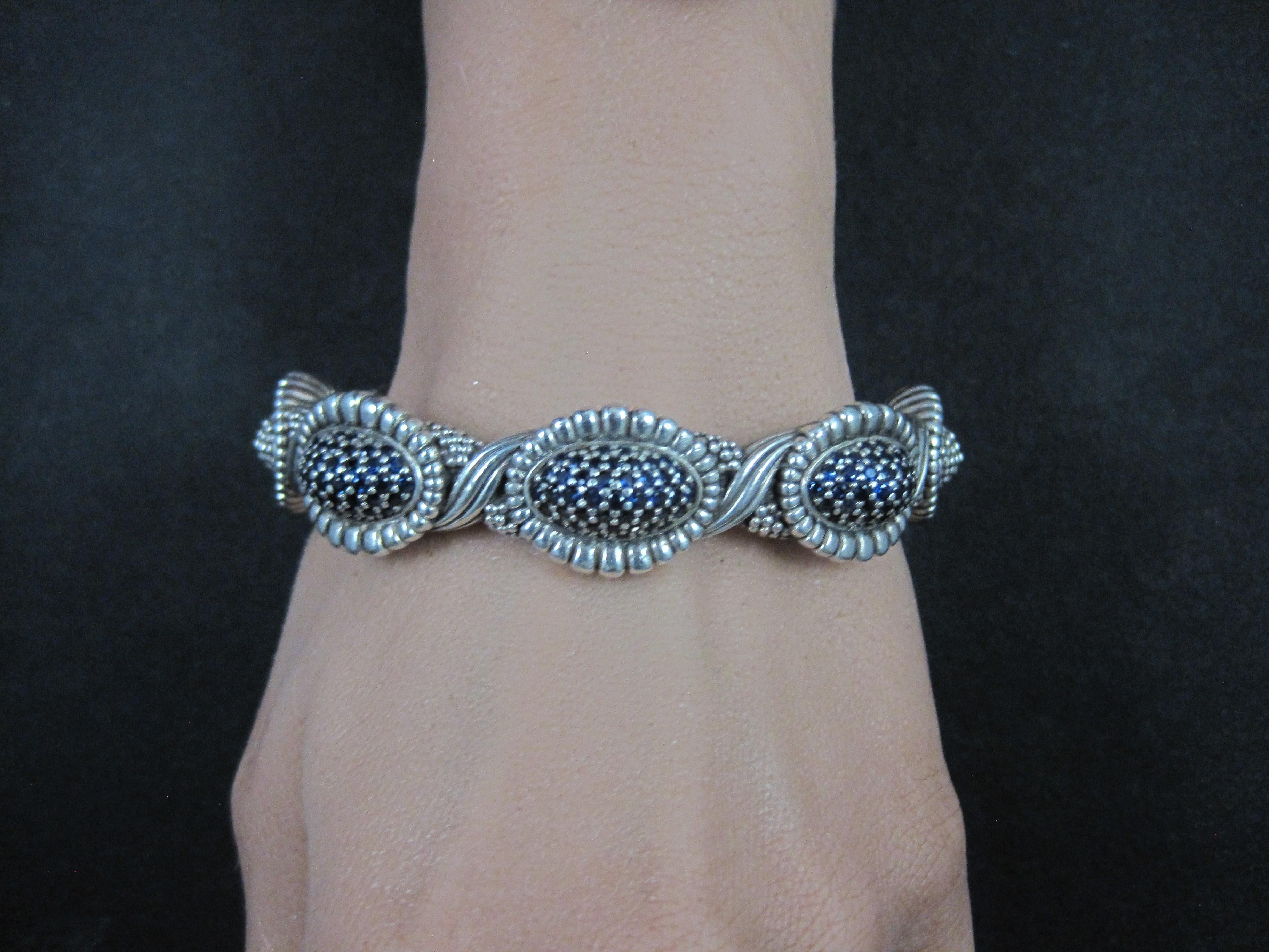 Lagos Muse Caviar Blue Sapphire Cuff Bracelet 6.34