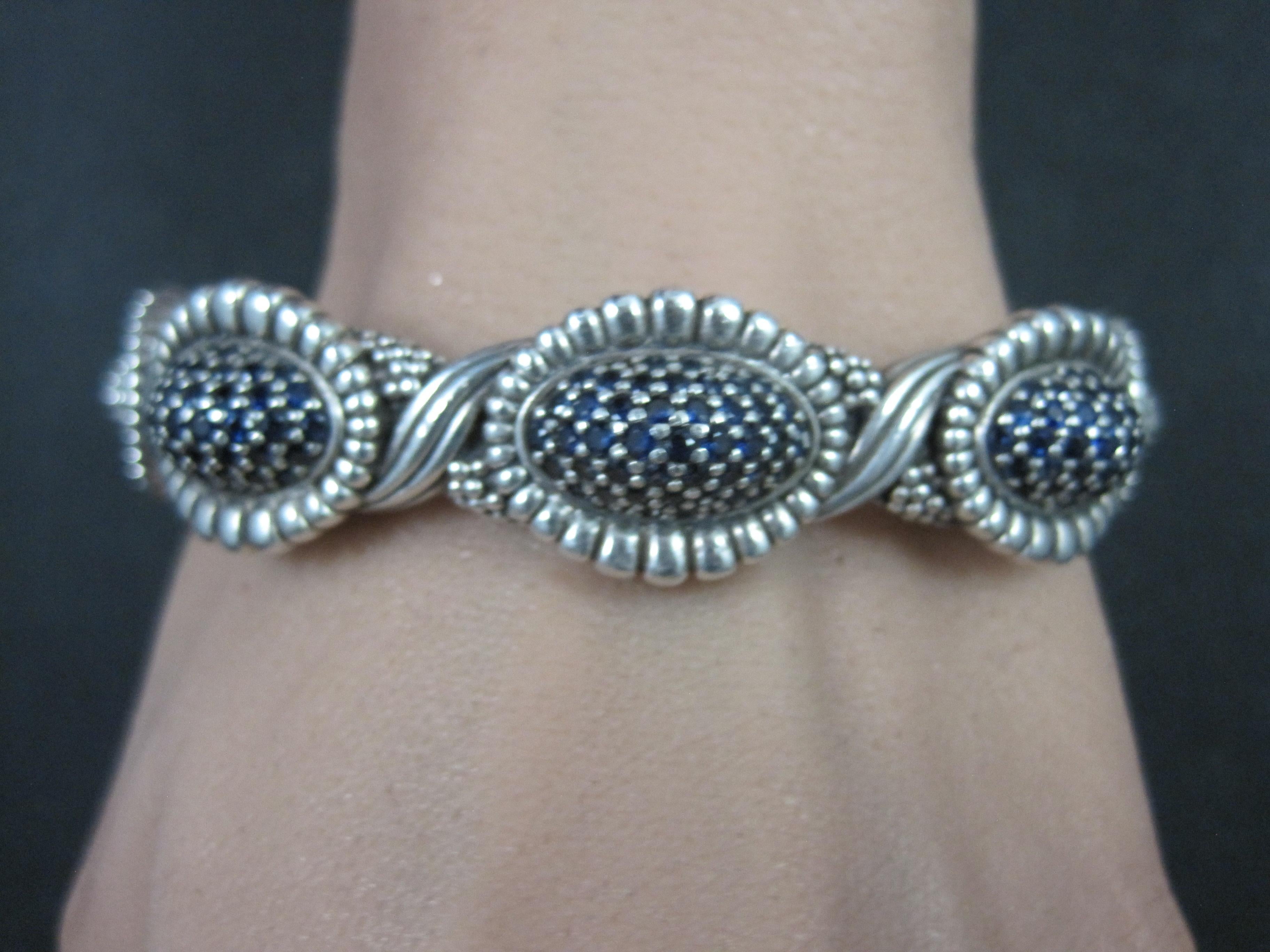 Lagos Muse Caviar Blue Sapphire Cuff Bracelet 6.34