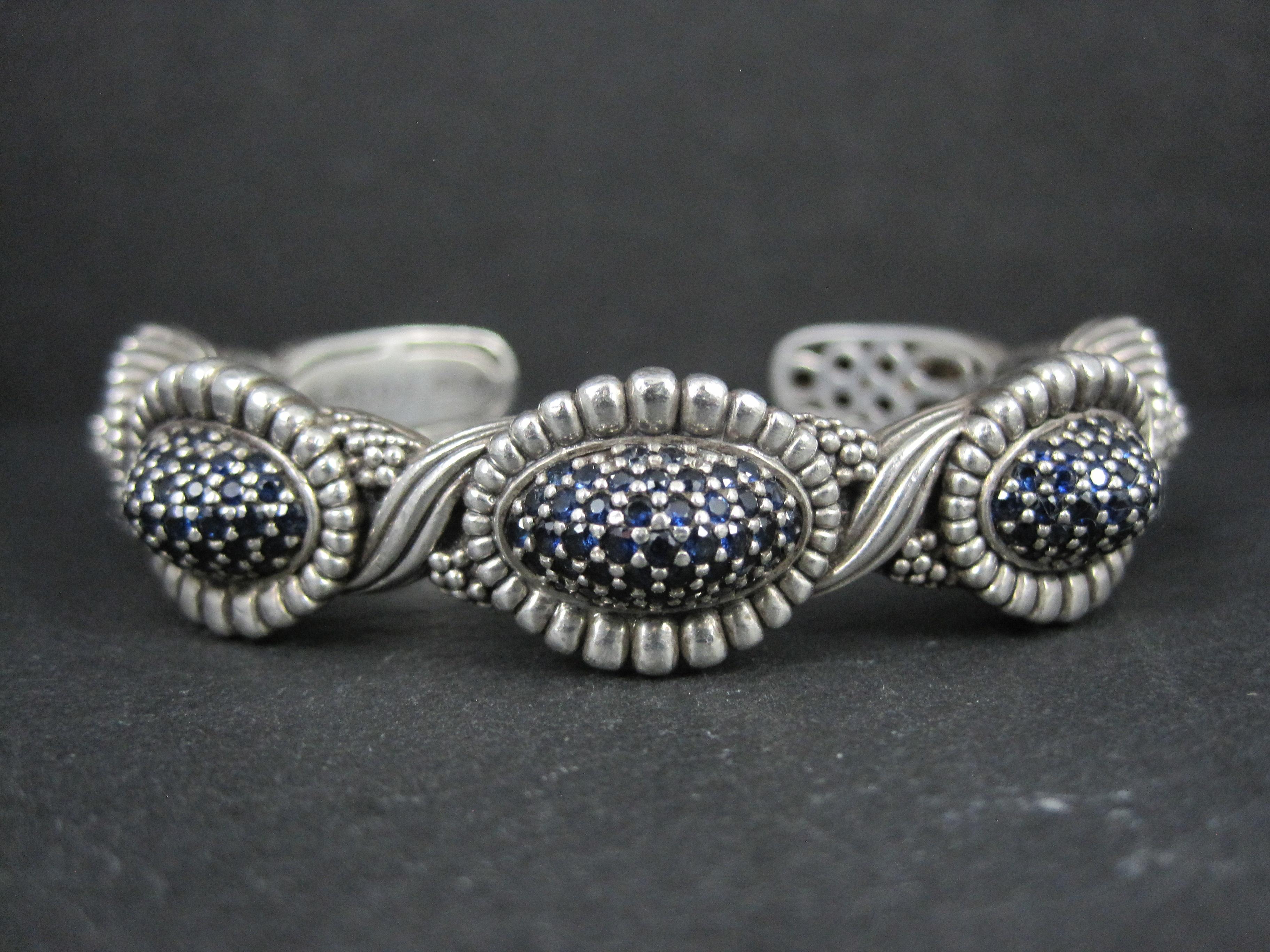 Contemporary Lagos Muse Caviar Blue Sapphire Cuff Bracelet 6.34
