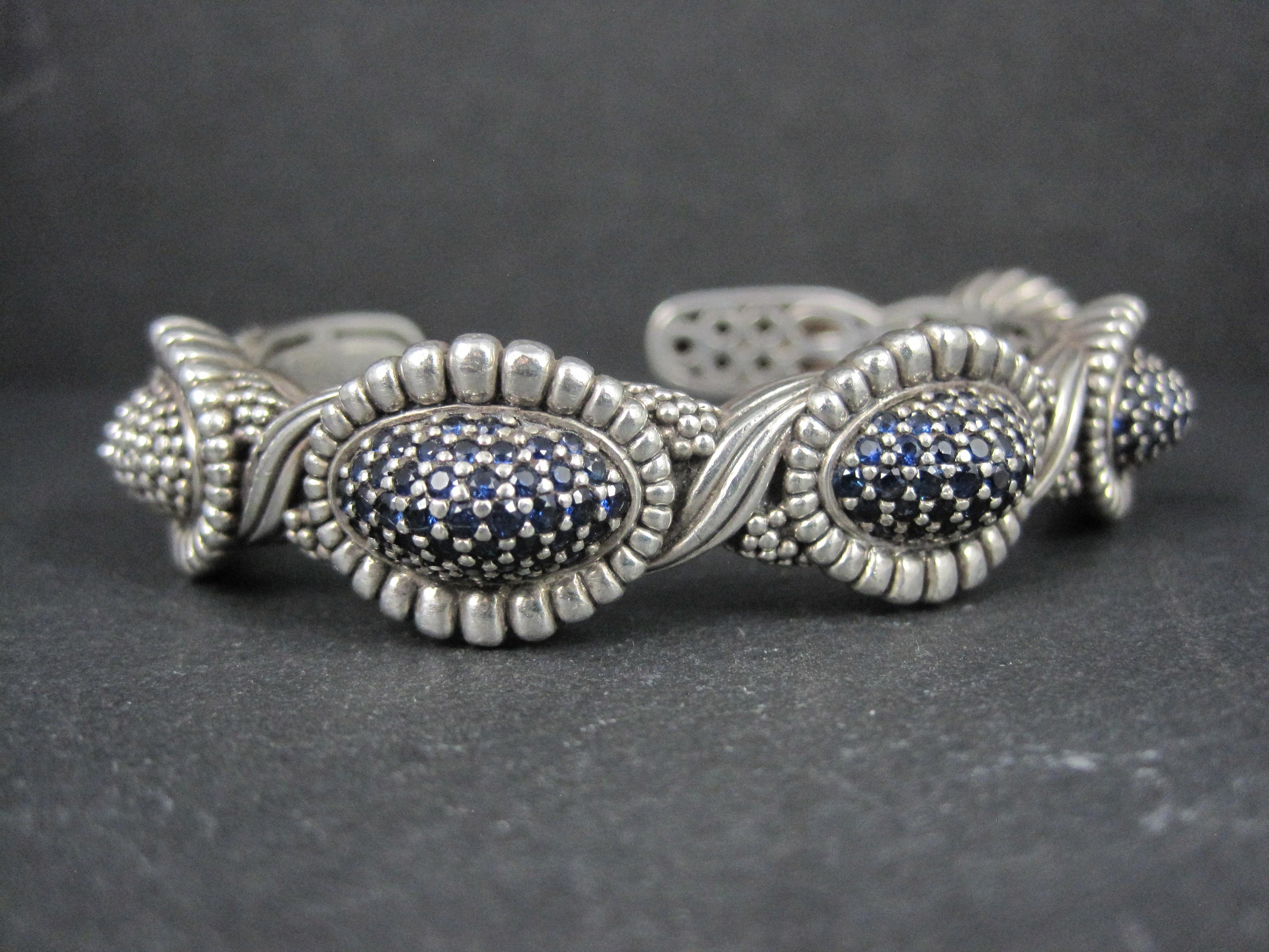 Round Cut Lagos Muse Caviar Blue Sapphire Cuff Bracelet 6.34