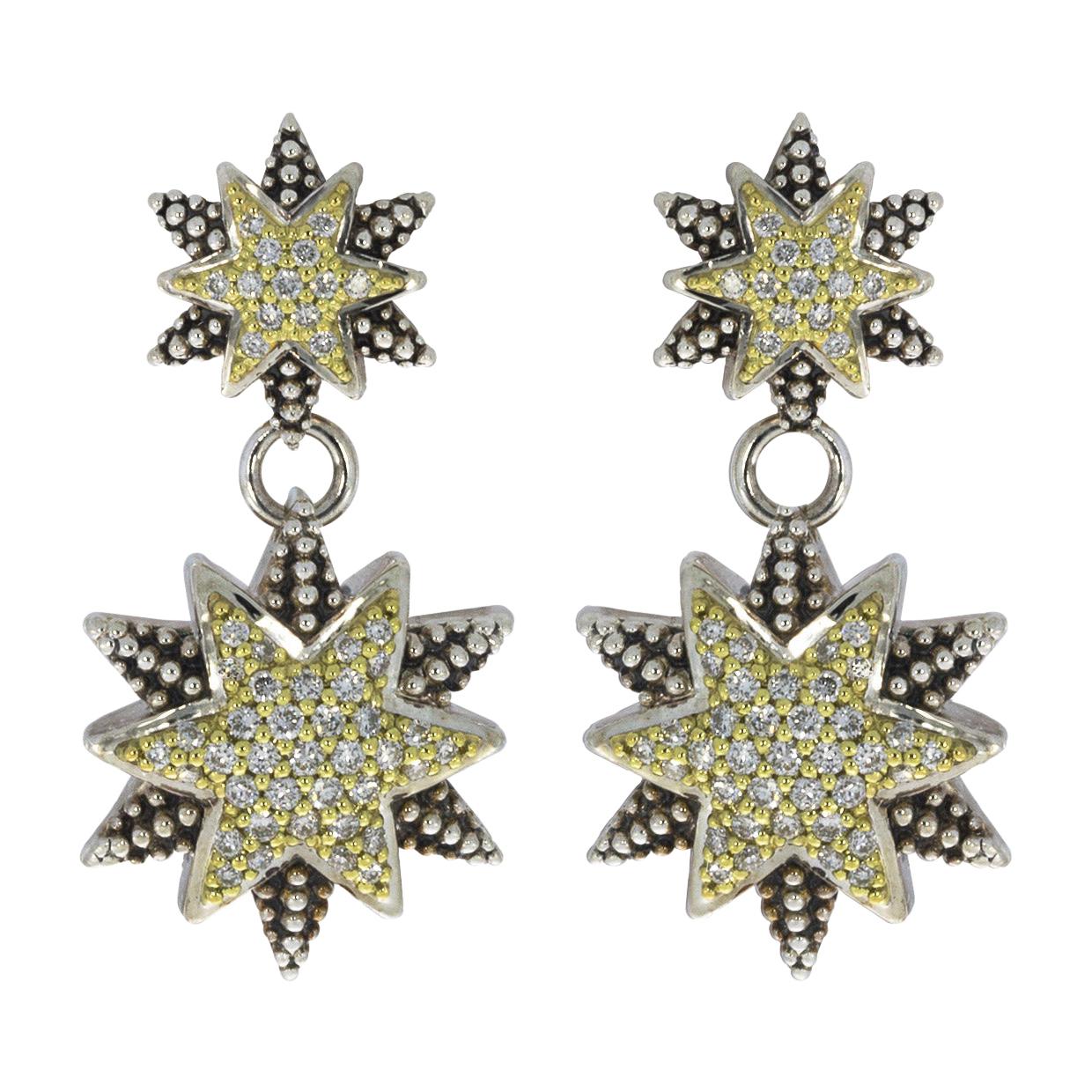 Lagos North Star Silver & Gold 0.43 Carat Diamond Drop/Dangle Earrings