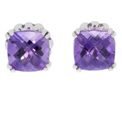 Lagos Prism Yellow Gold and Sterling Silver Amethyst Stud Earrings