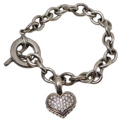 Used Lagos Pure Silver and 18K Gold Diamond Charm Bracelet