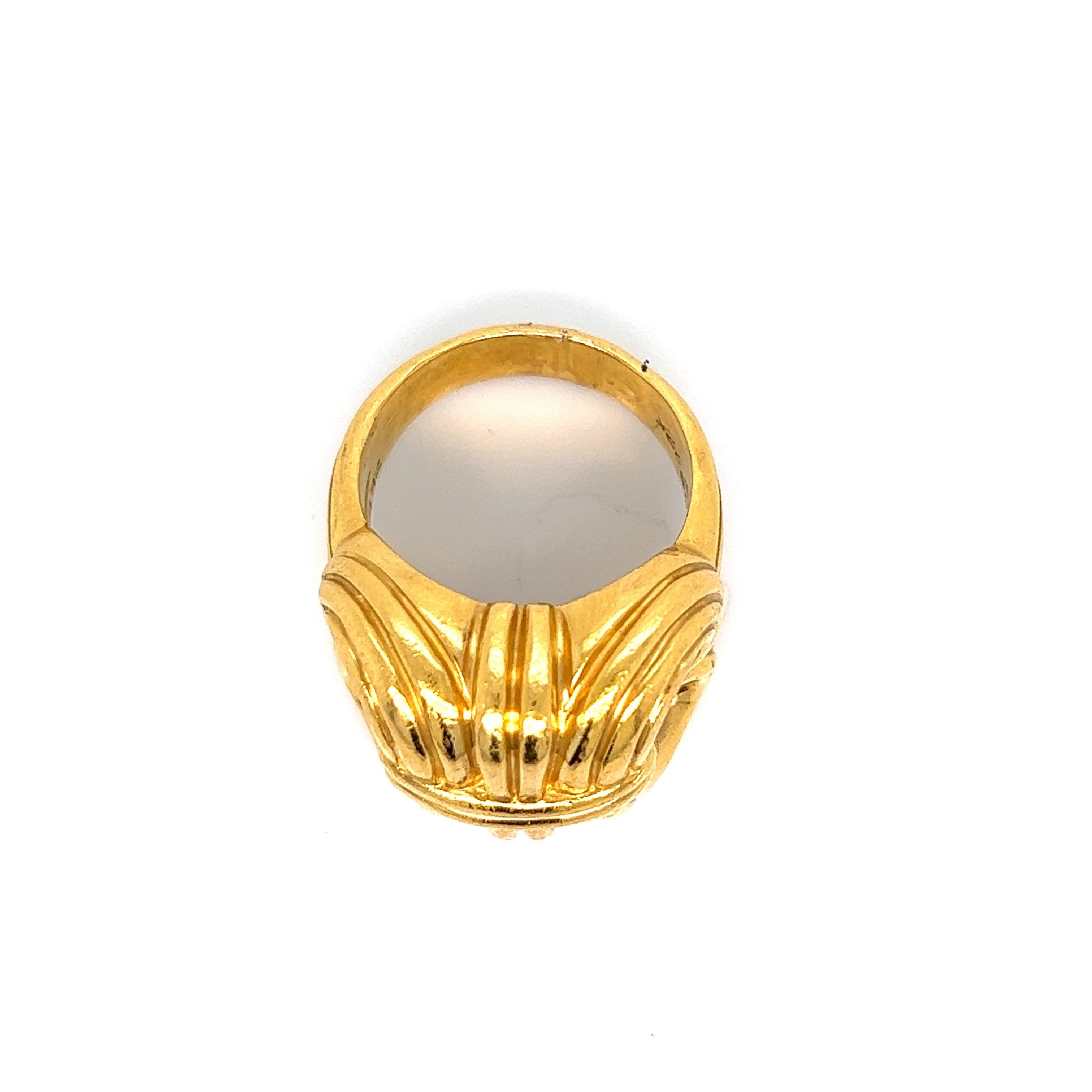 Women's or Men's Lagos Ram's Horn Gold Ring For Sale