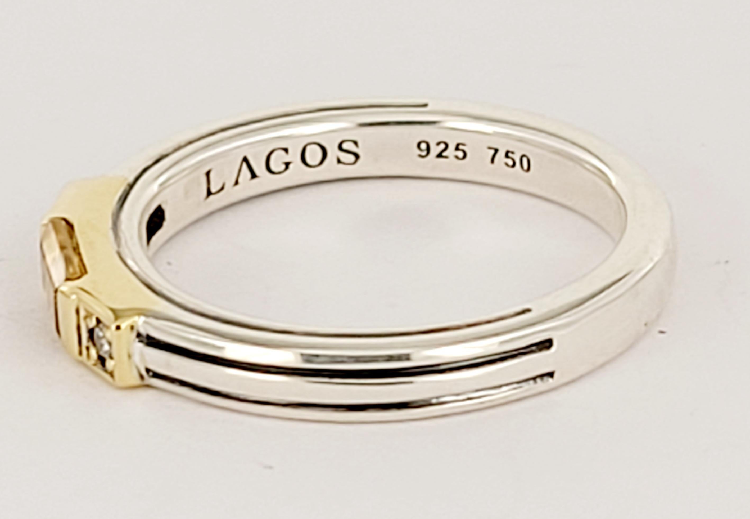 Women's Lagos Ring in Sterling Silver & 18K Yellow Gold Size 6.75 For Sale