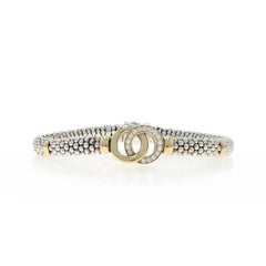 Lagos Signature Caviar Interlocking Circle 6mm Dia Bracelet 7.5" 925 18k .22ctw