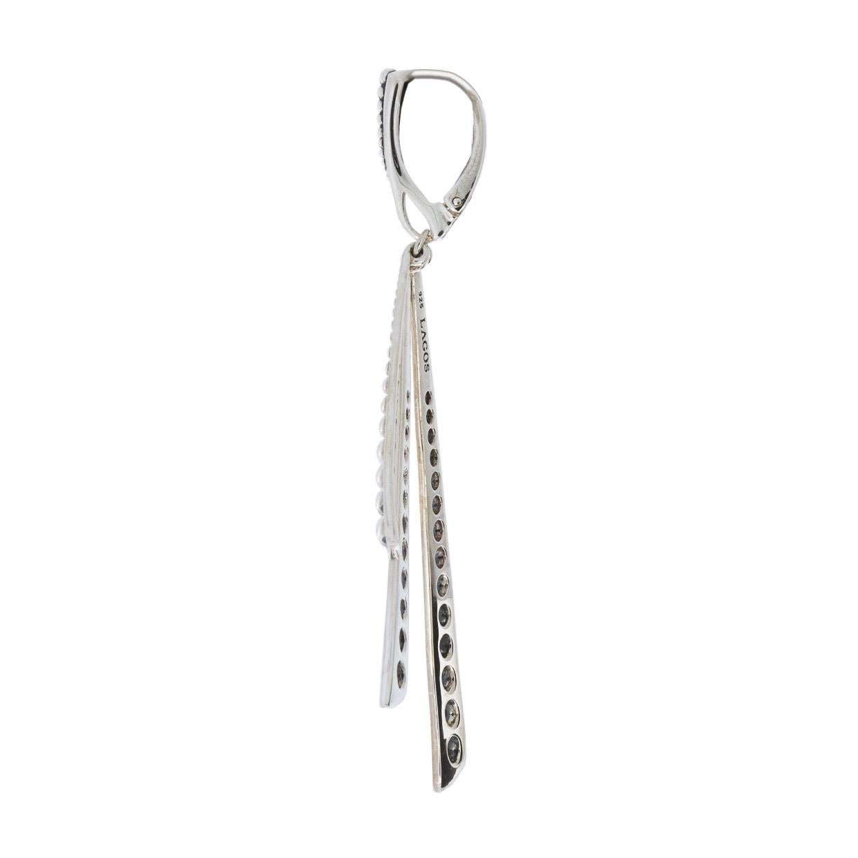 Item Details

Estimated Retail $375.00
Brand Lagos
Collection Signature Caviar
Metal Sterling Silver
Finish Polished
Style Drop/Dangle
Fastening Leverback
Length x Width 77 x 27 mm
Metal Purity 925 parts per 1000

In 1977, LAGOS was founded by