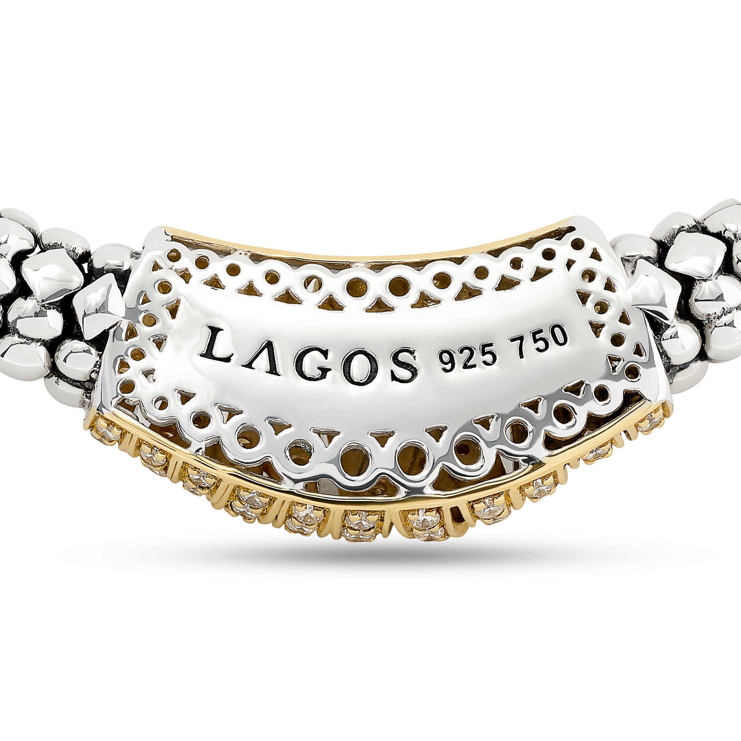 Lagos Halskette aus Silber und 18 Karat Gelbgold mit Diamanten in Kaviar-Kollektion im Zustand „Hervorragend“ im Angebot in Philadelphia, PA