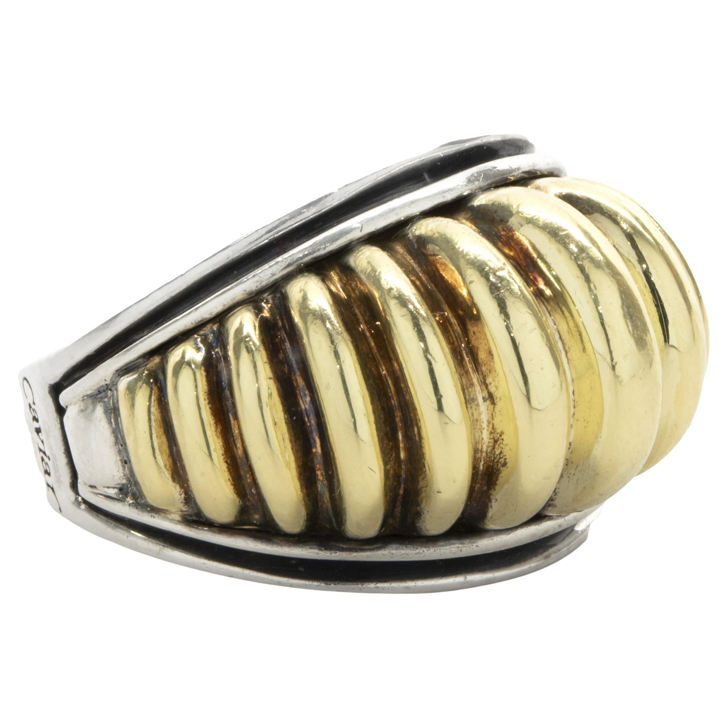 Designer: Lagos
Material: sterling silver & 18K yellow gold 
Measurement: ring top measures 16mm wide
Size: 7
Weight: 14.47 grams