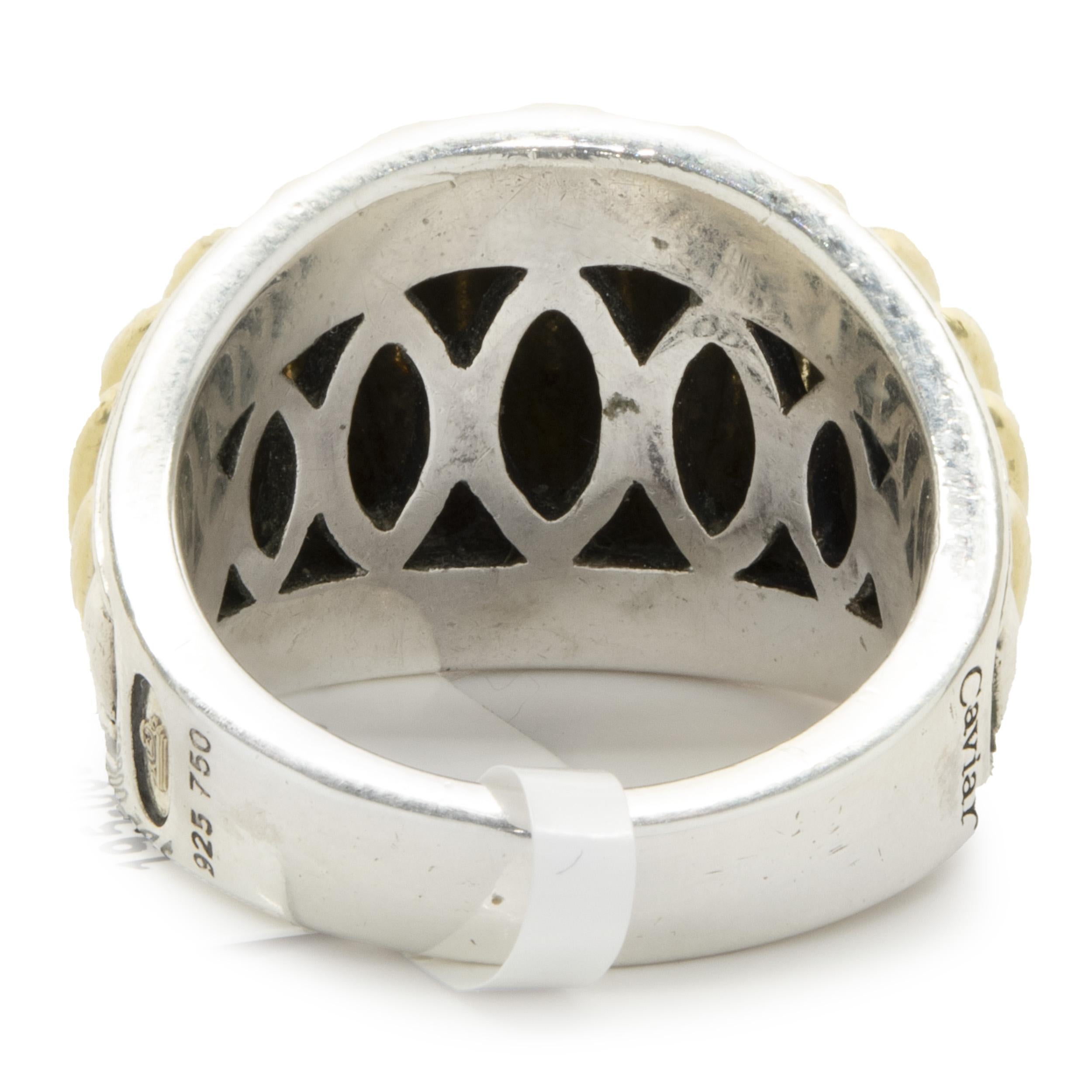 Lagos Sterling Silver & 18 Karat Yellow Gold Caviar Dome Ring In Excellent Condition In Scottsdale, AZ
