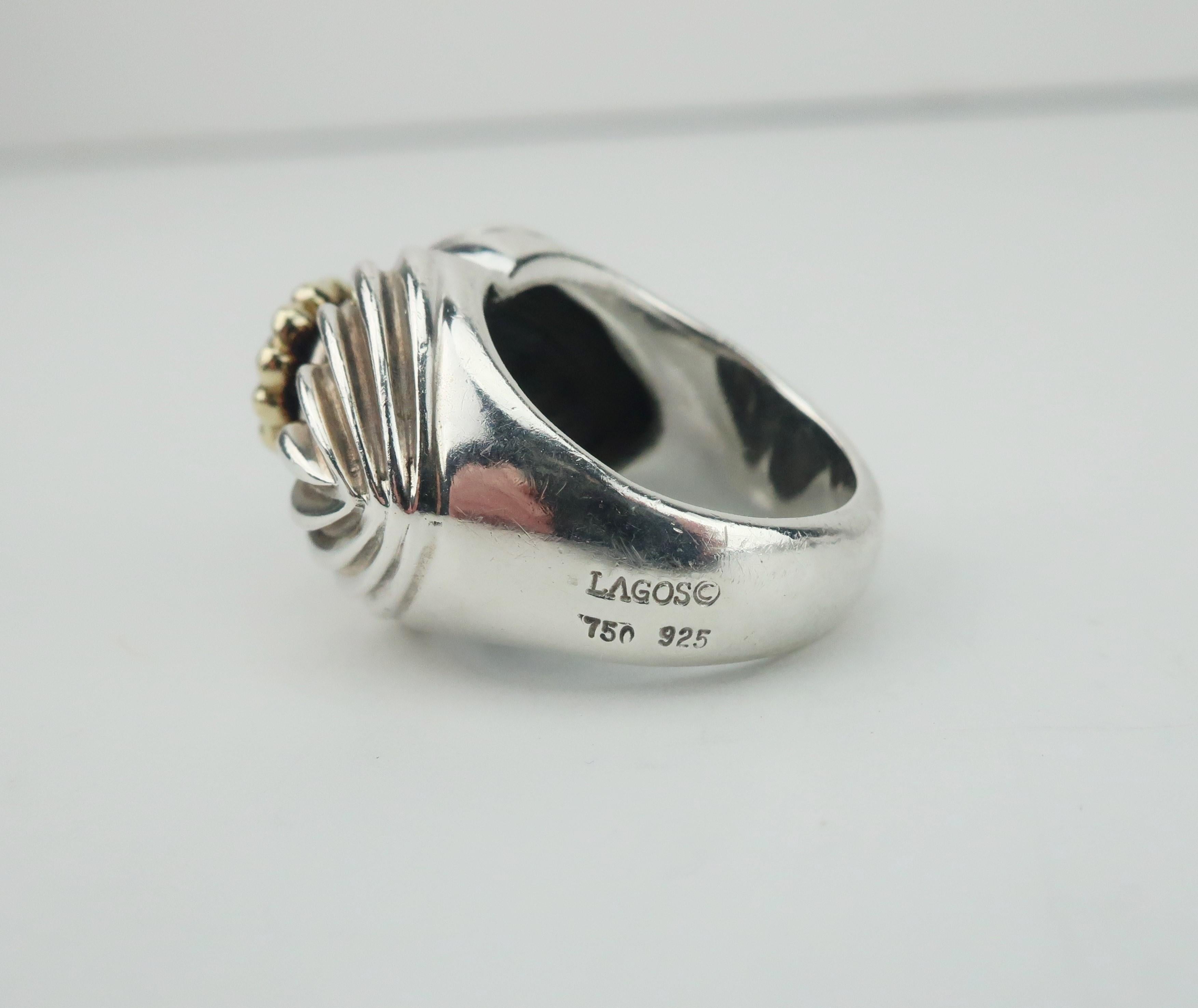 Women's Lagos Sterling Silver & 18K Gold Caviar Ring