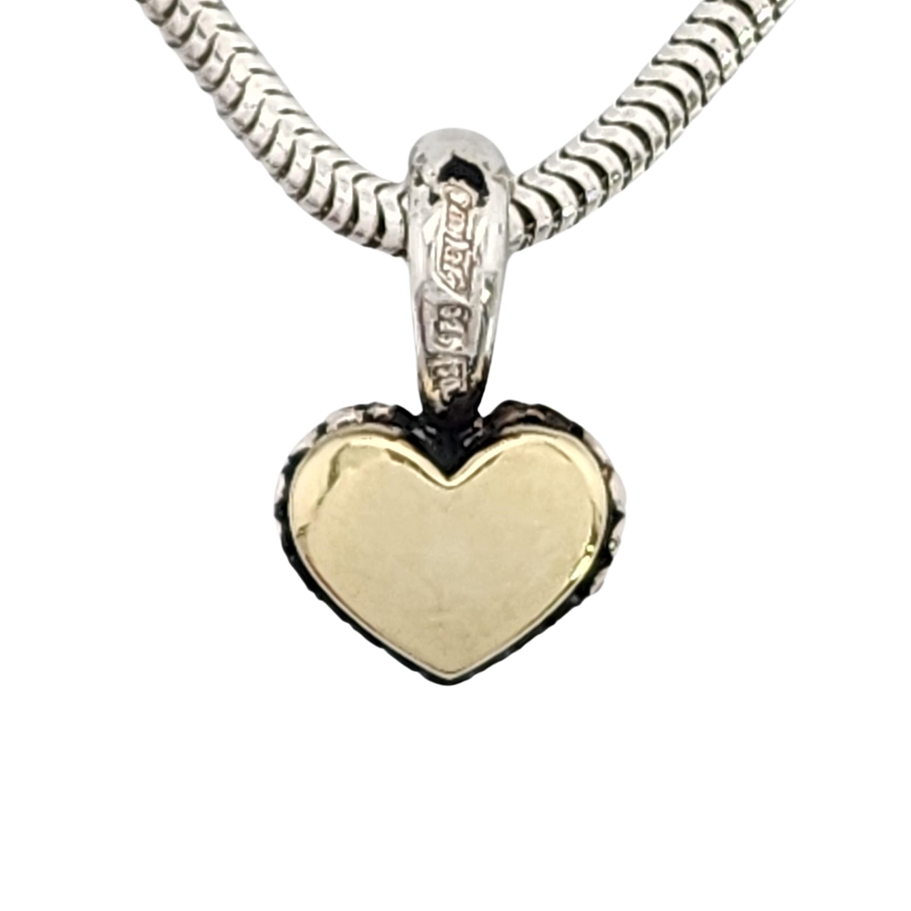 Round Cut Lagos Sterling Silver 18K Reversible Diamond Heart Pendant Necklace 16276 For Sale