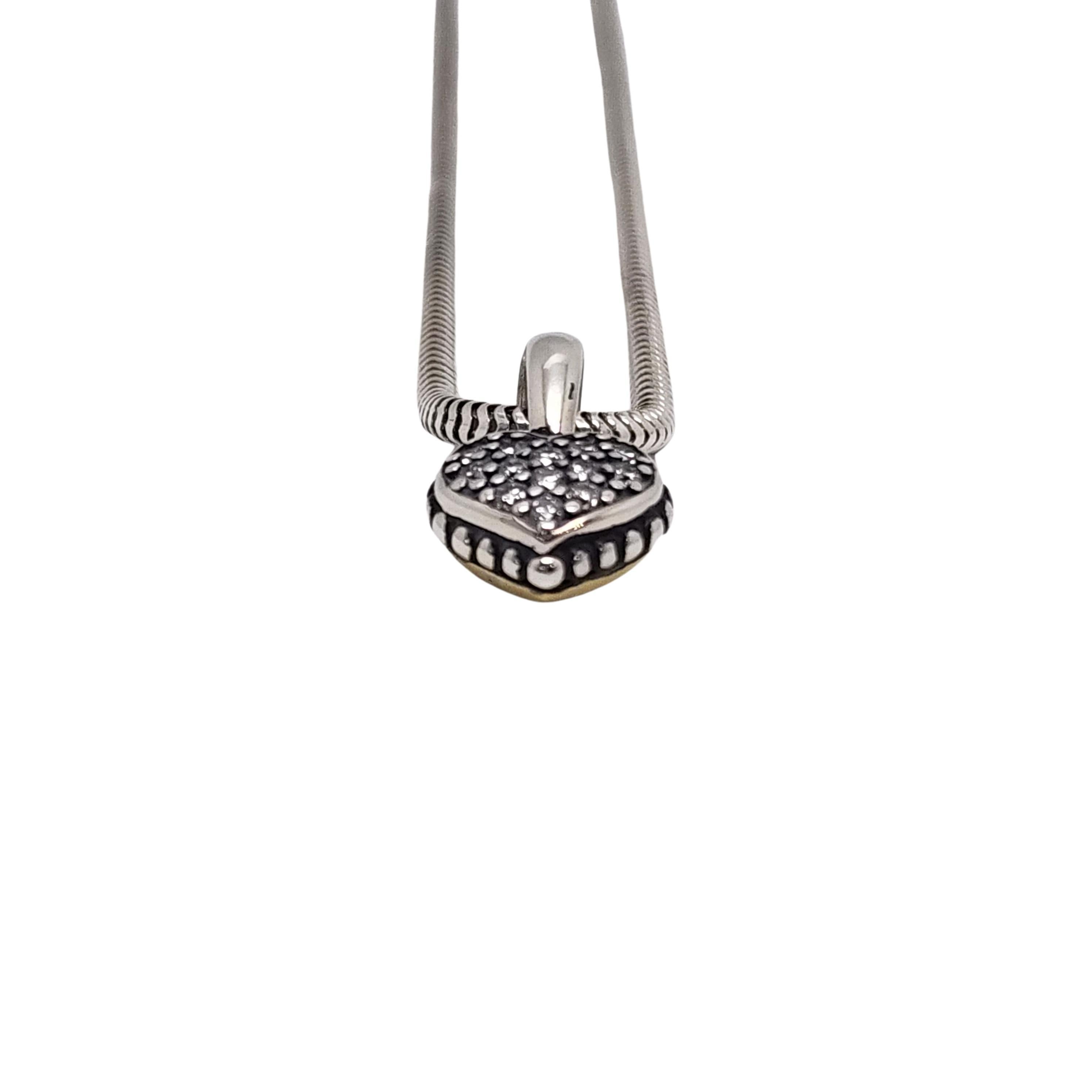 Women's Lagos Sterling Silver 18K Reversible Diamond Heart Pendant Necklace 16276 For Sale