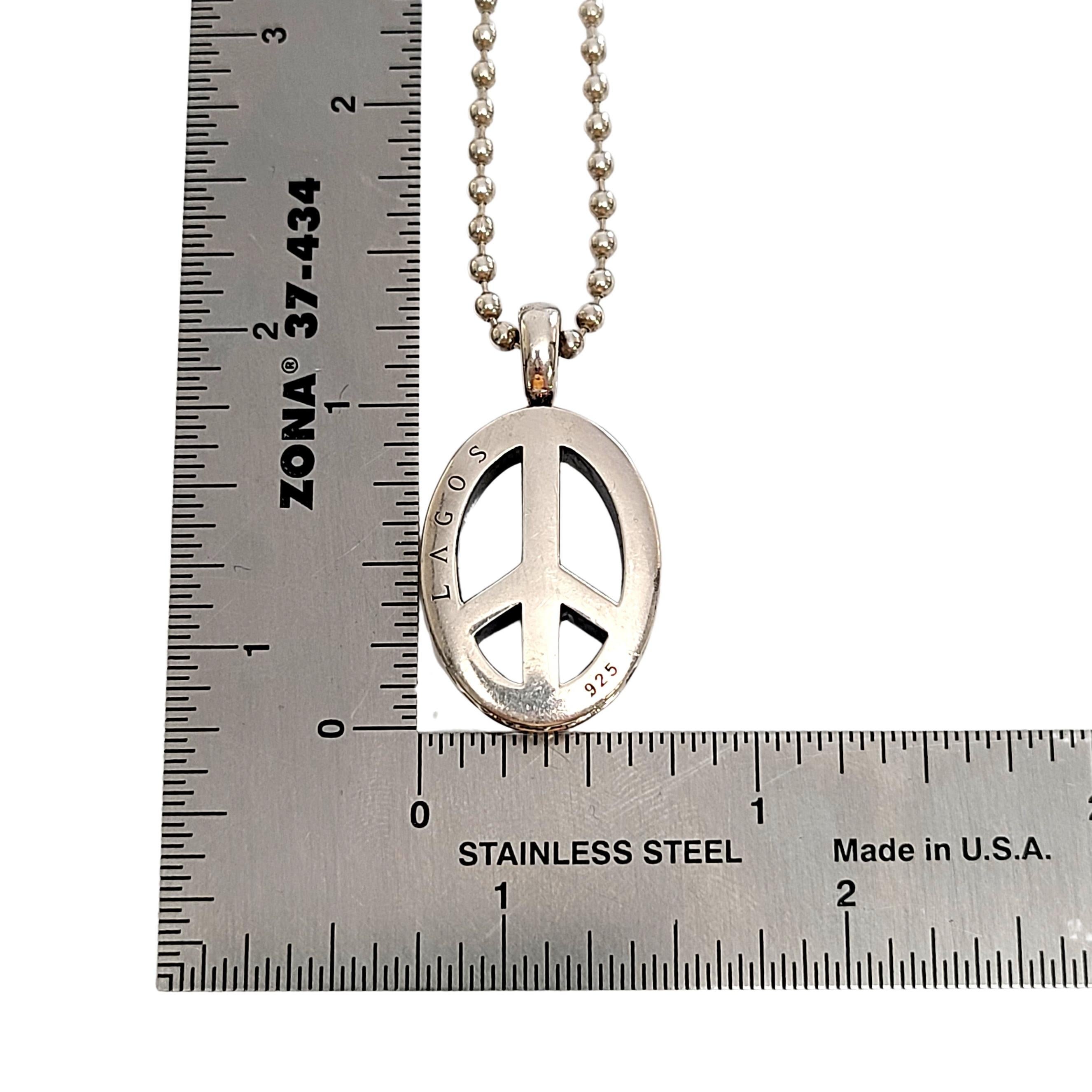 Lagos Sterlingsilber Friedensschild-Anhänger mit Kugelkette 4