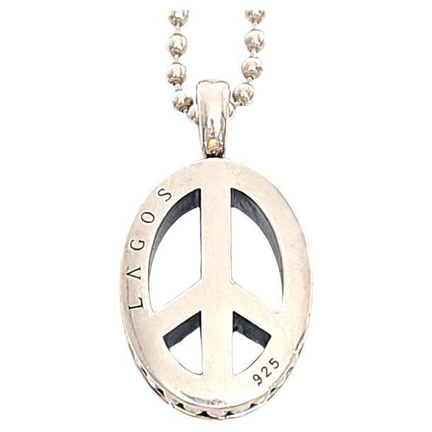 Chain Peace Sign Lagos Sterling Silver Peace Sign Pendant with Ball Chain at 1stDibs ...