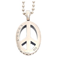 Pendentif en argent sterling Lagos Peace Sign avec chaîne en forme de boule