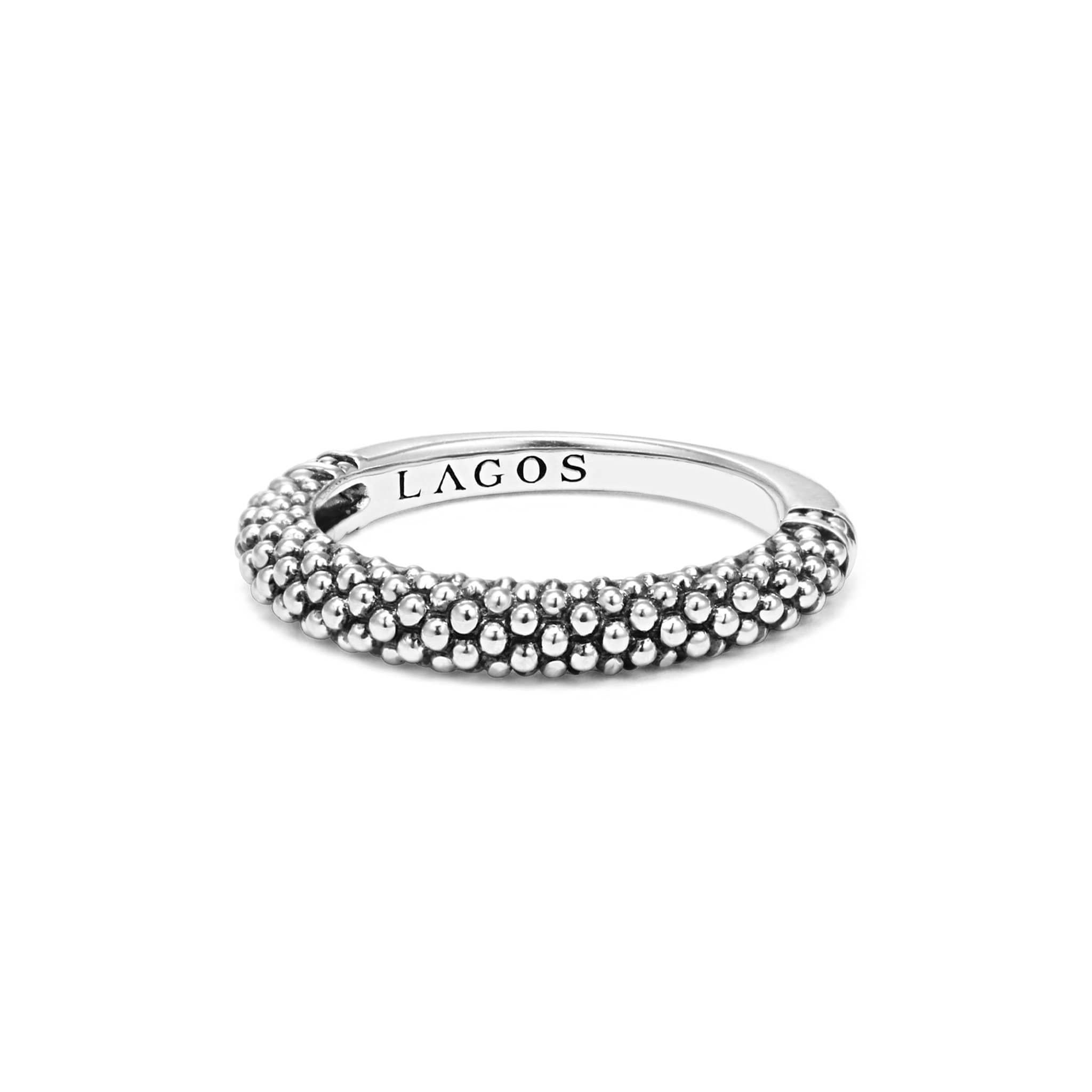 Lagos Sterling Silver Signature Caviar Beaded Ring In New Condition For Sale In Rochester, NY