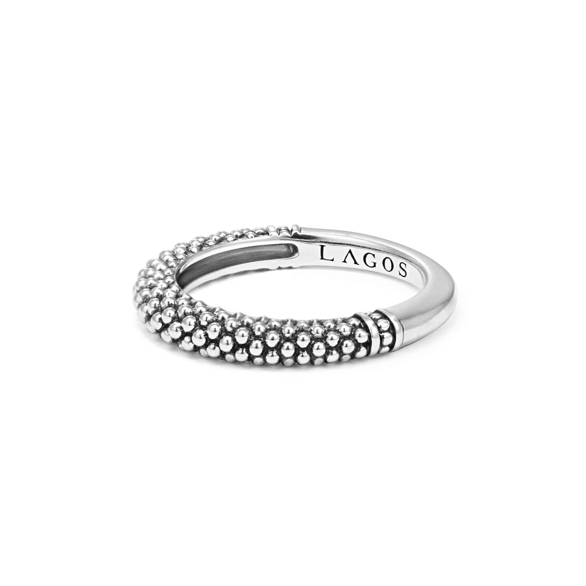 Women's or Men's Lagos Sterling Silver Signature Caviar Beaded Ring For Sale