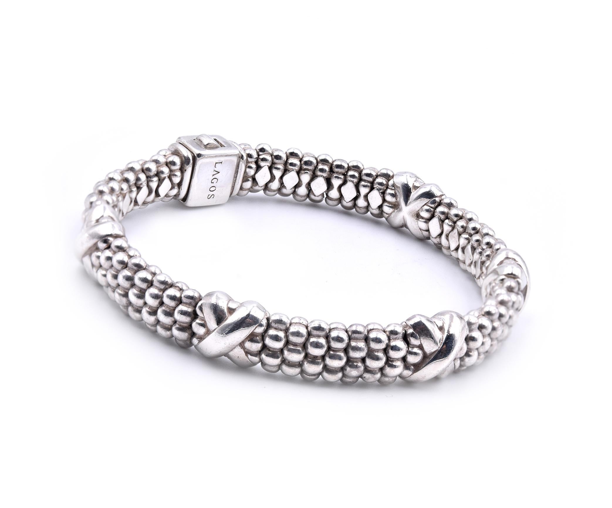 Designer: Lagos
Material: sterling silver 
Dimensions: bracelet measures 7-inches in length
Weight: 53.03 grams
