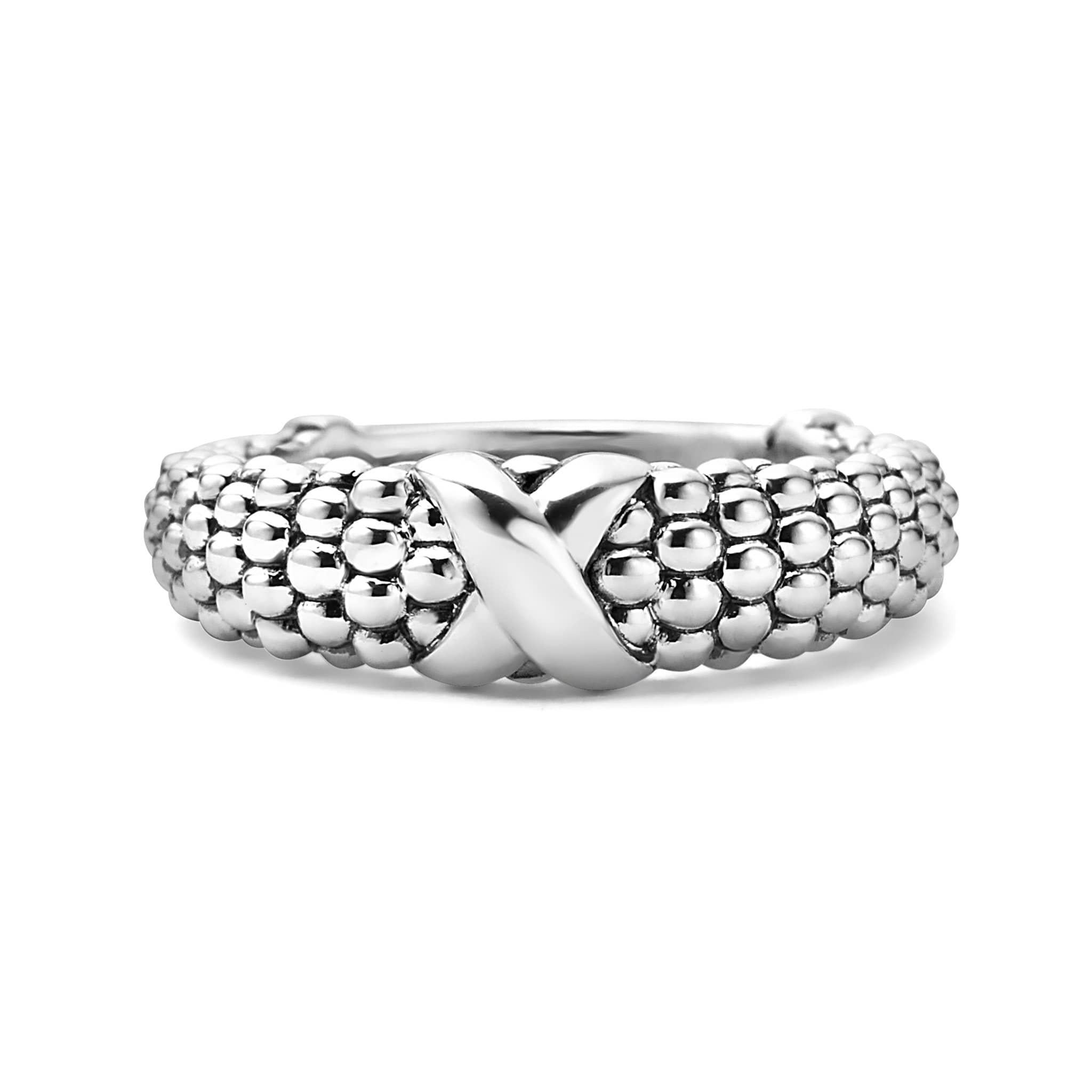 For Sale:  LAGOS Sterling Silver Signature Caviar X Ring 2