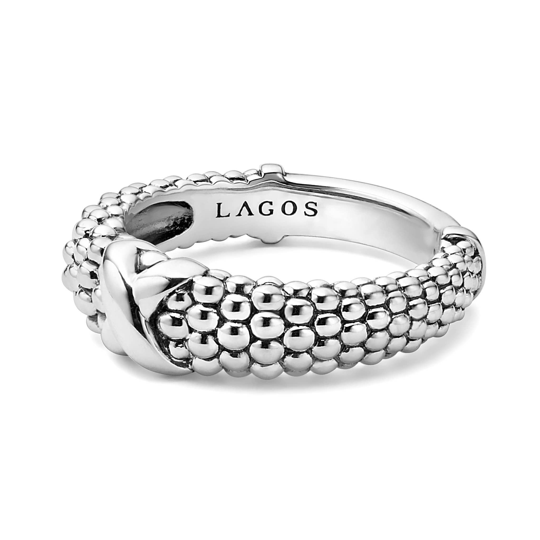 For Sale:  LAGOS Sterling Silver Signature Caviar X Ring 3