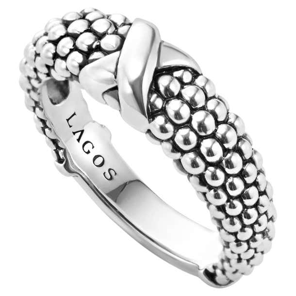 Customizable LAGOS Sterling Silver Signature Caviar X Ring For Sale at ...