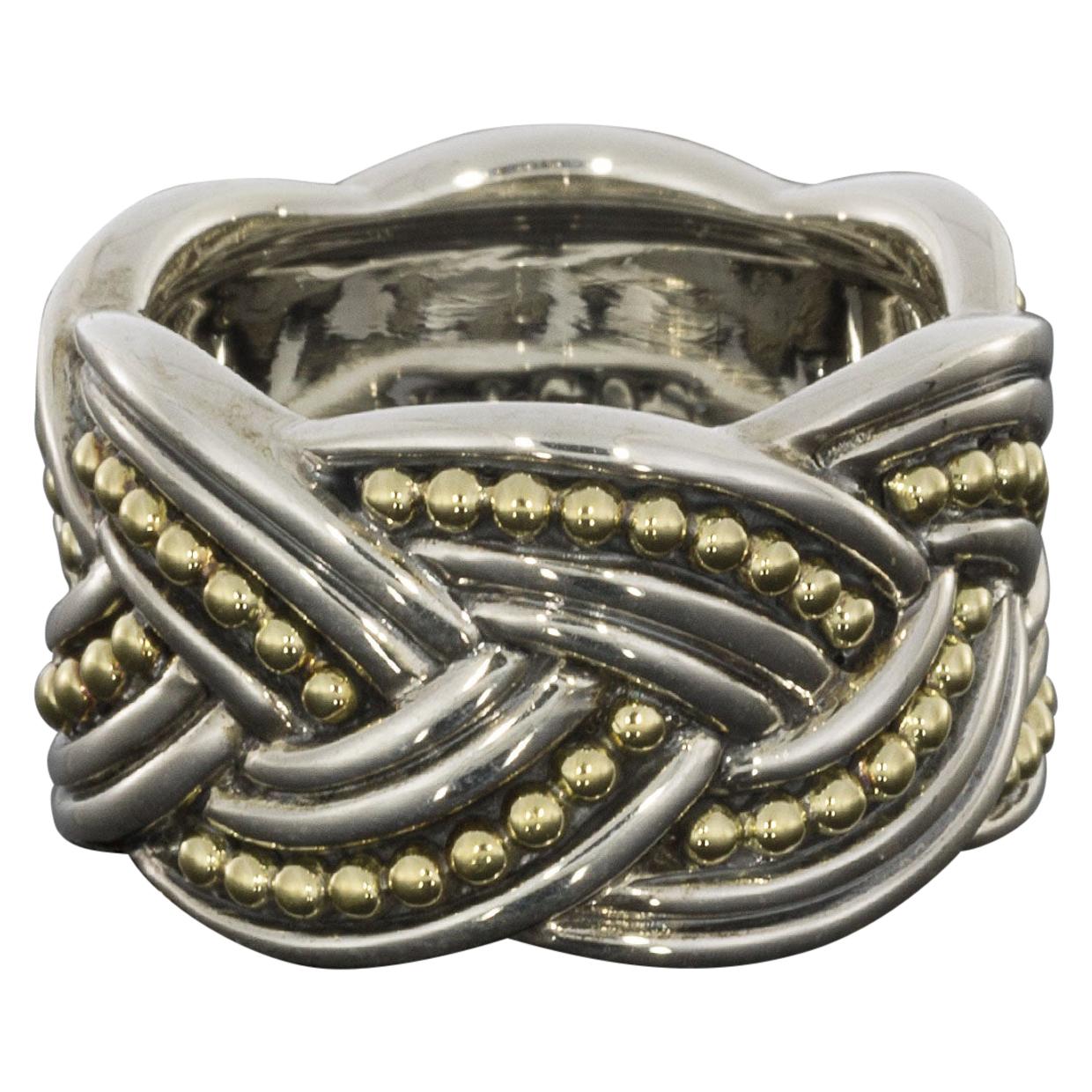 Lagos Torsade Silver & Gold Eternity Knot Band Ring