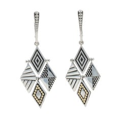 Lagos Pendientes de gota esculturales bicolor - Oro amarillo 925 de ley 18k perforados