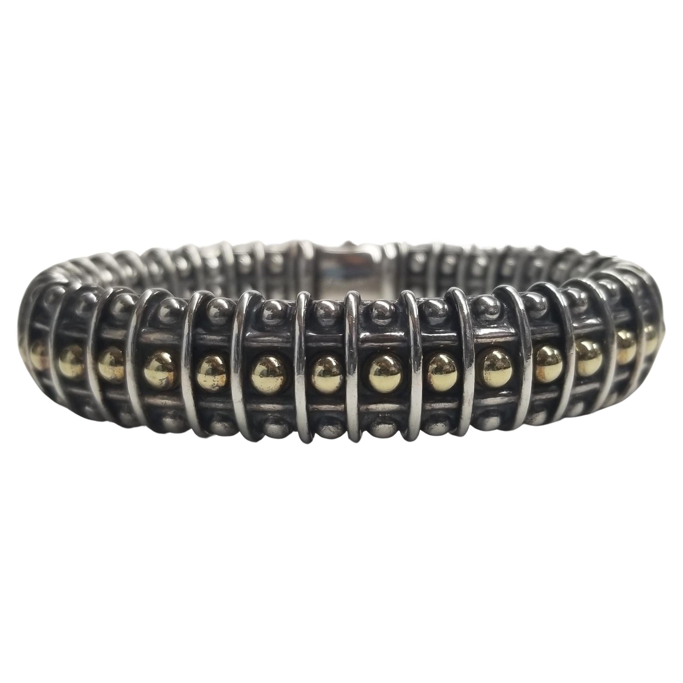 Lago Bracelet bicolore "Signature Caviar collection Dot" Or jaune 18k et Si en vente