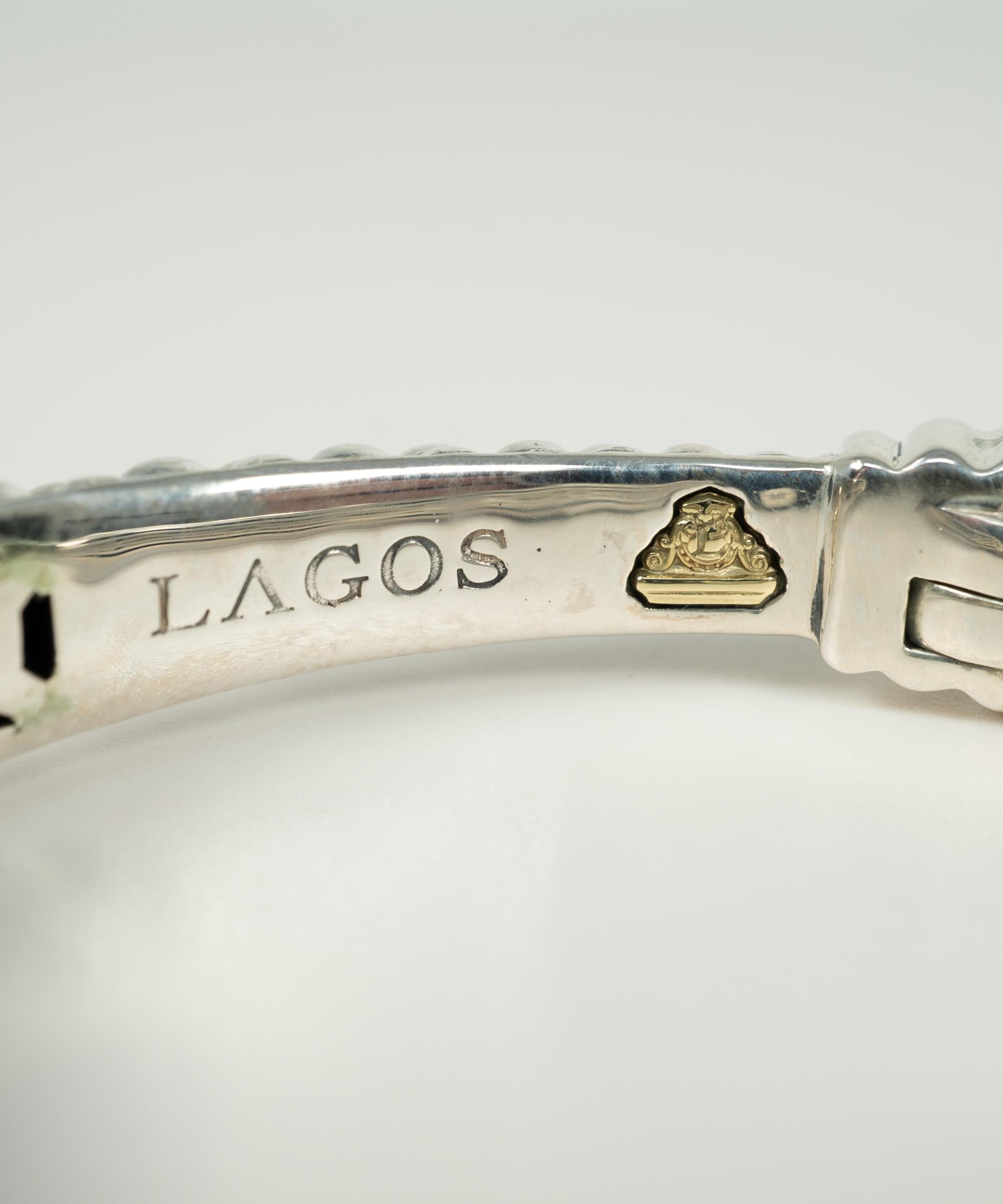 Lagos Yellow Gold Sterling Silver White Topaz Bracelet In Good Condition In Dallas, TX