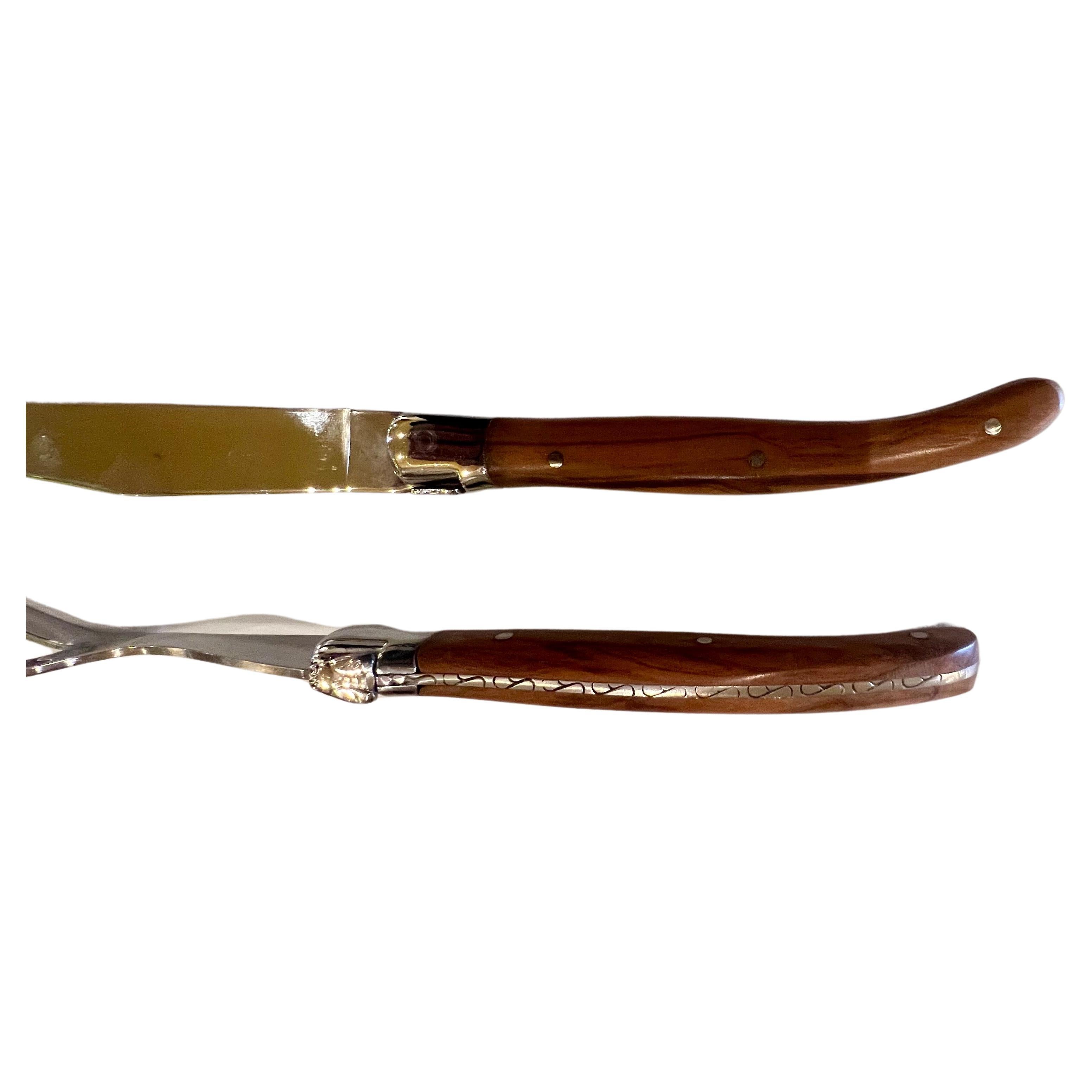 Juego de trinchar Laguiole France con tenedor y cuchillo de trinchar Nuevo en caja Francés en venta