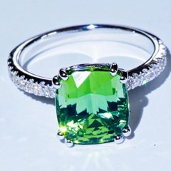 Lagun Green-Blue Tourmaline Brilliant Ring 750 white gold 4.86 ct 0.33 ct Top