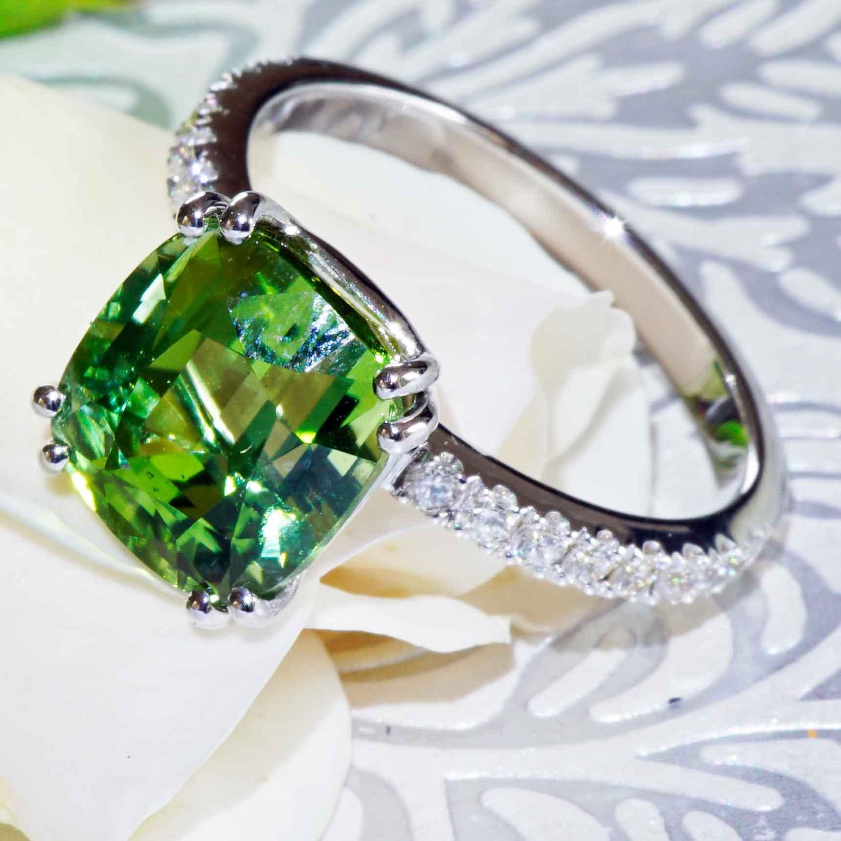 Lagun Grün-Blauer Turmalin Brillantring 750er Weißgold 4,86 ct 0,33 ct Oben im Angebot 2