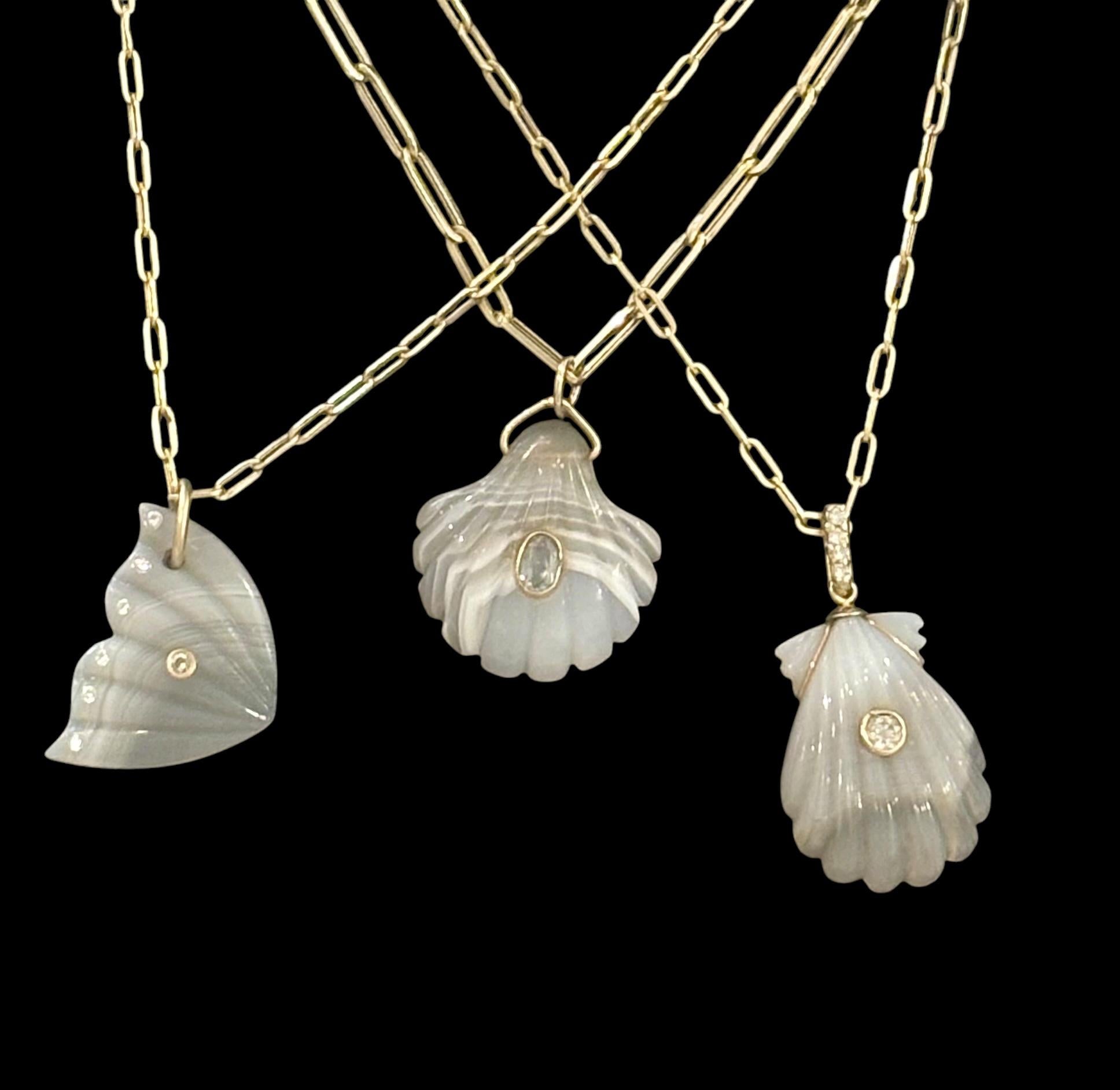LAGUNA AGATE SHELL PENDANT, with Spinel 2
