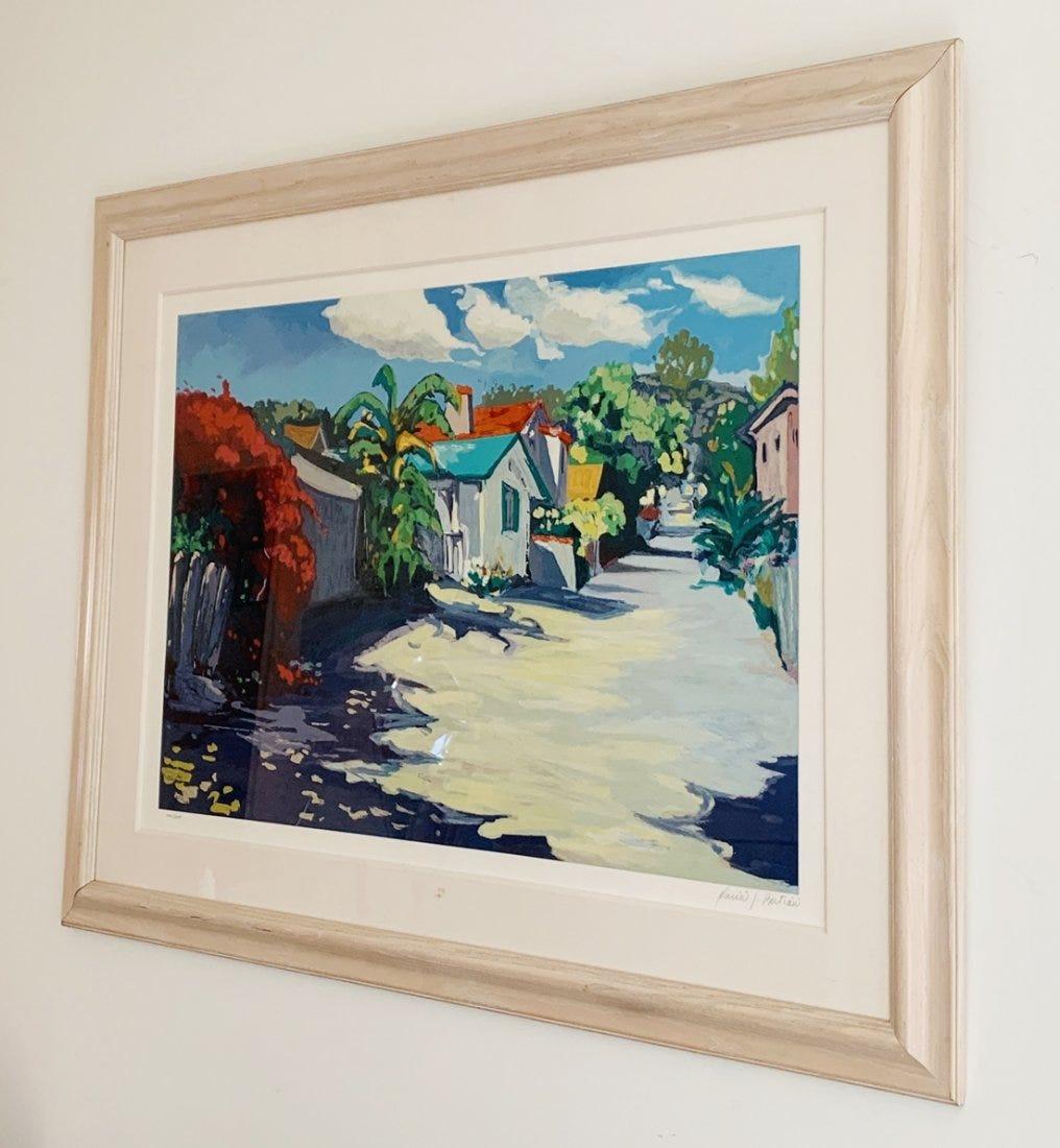 Beautiful Serigraph by Venezuelan artist Maria Bertran now a resident of Laguna Beach California.

This piece is titled LAGUNA BACK ALLEY, and is full of color and movement, a limited edition of 200 this piece being number 192 of the edition.

Born
