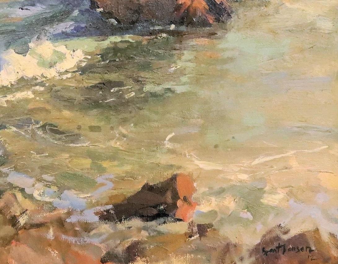 Oiled Laguna Beach Sunset, B. Jensen, American Painter