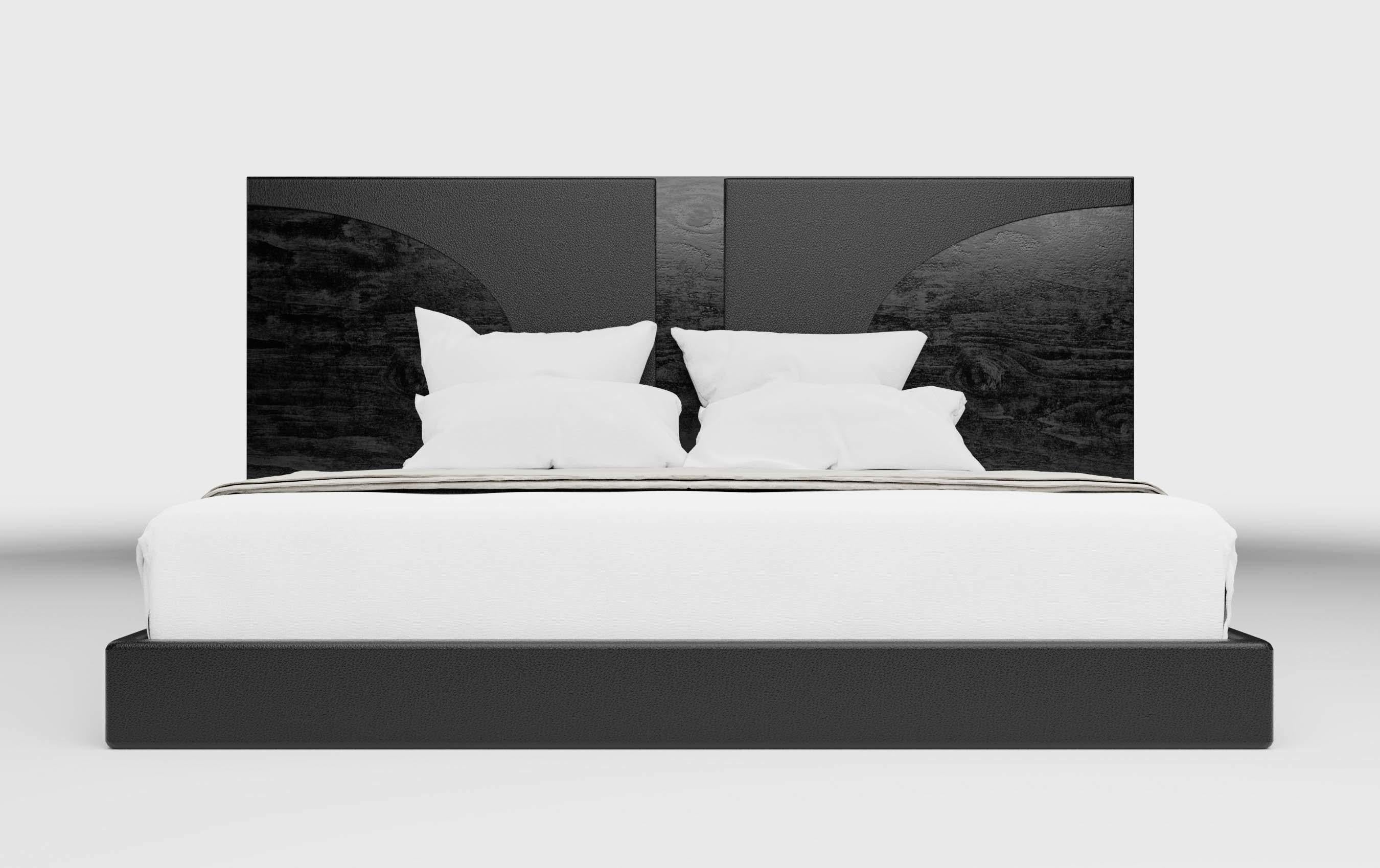 The Laguna bed features a beautifully executed circular design element and is at its best with a dynamic contrast of matte and glossy materials. It is part of the Ortiz Milano brand that is designed in California and manufactured in Italy. It is