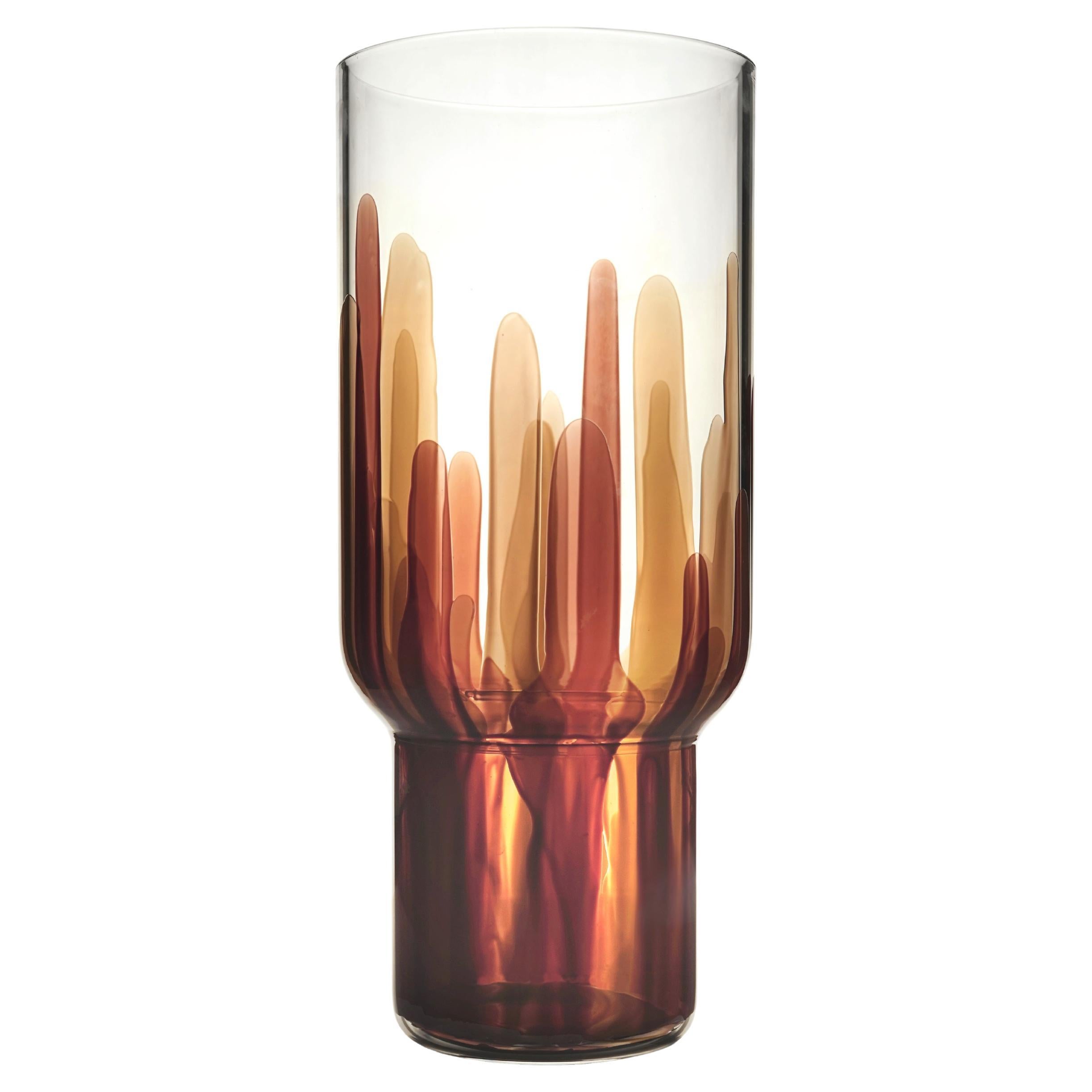Vase en verre fait main, Laguna brown, Kanz en vente