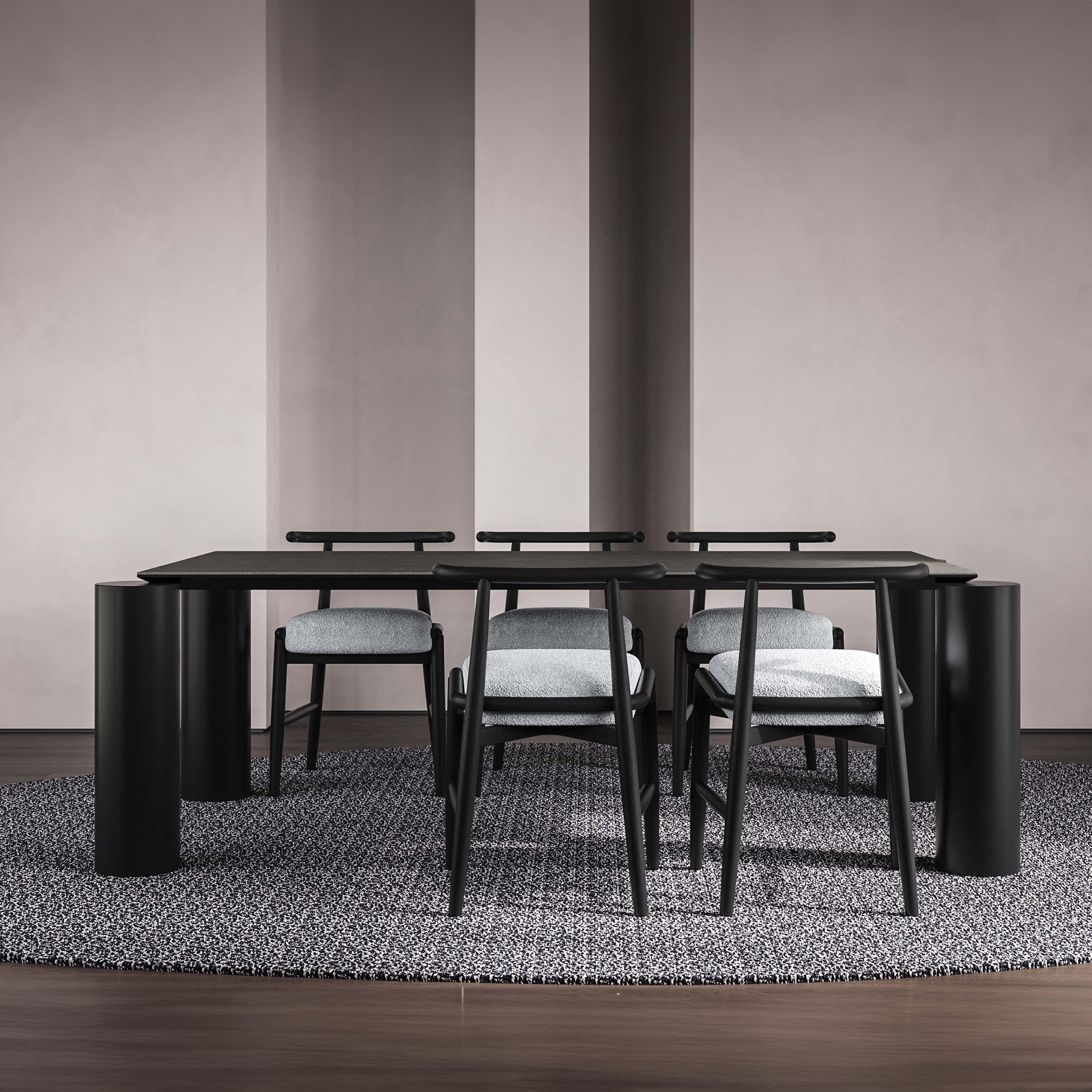 Moderner Esstisch 'Laguna' Keramik Сountertop Holzbeine von Palo Nero (Furnier) im Angebot