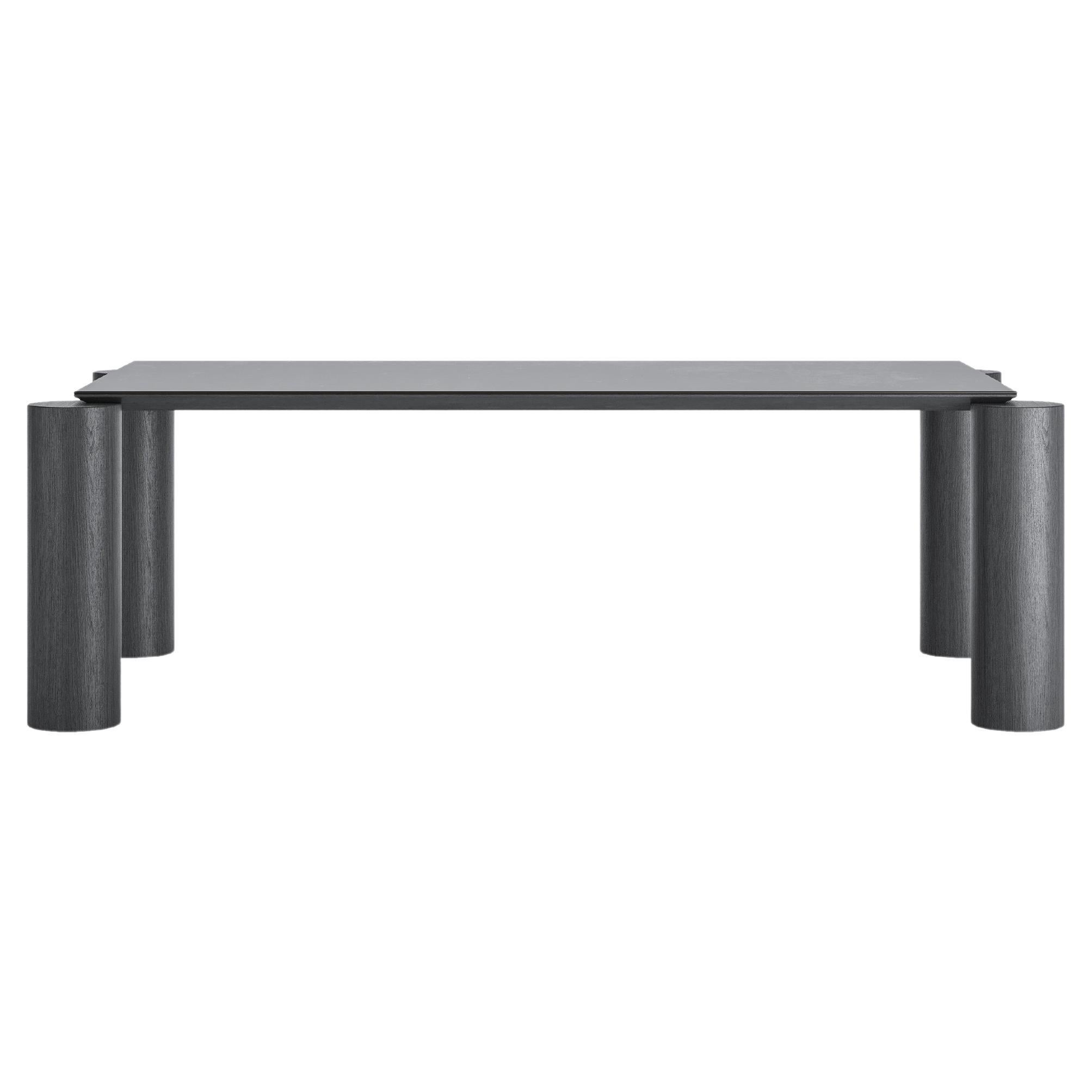 Tavolo da pranzo moderno 'Laguna' con piano in ceramica e gambe in Wood di Palo Nero