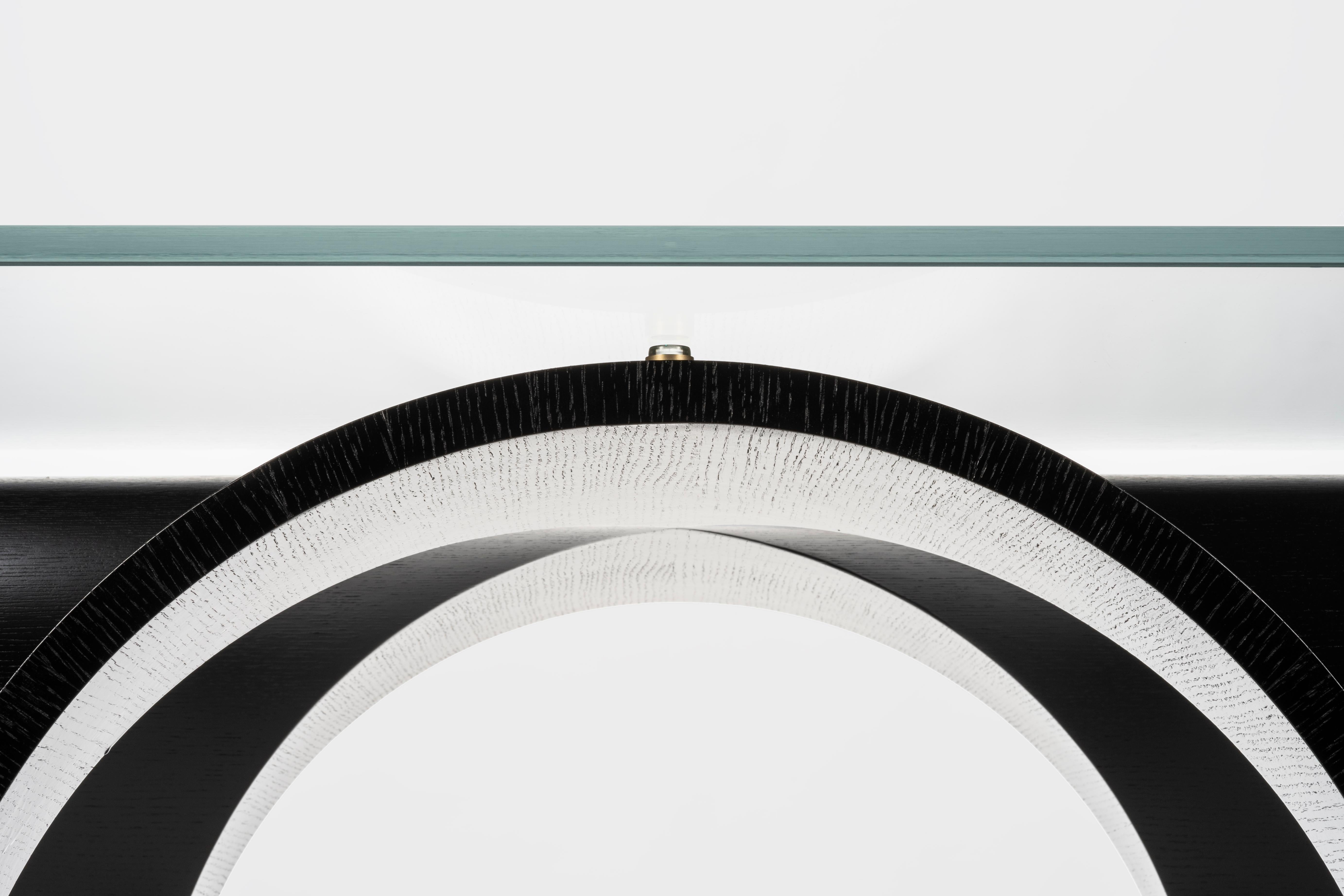 Lacquer Color Wood Dining Table with Rectangular Glass Top by Antonio De Marco in vendita 2